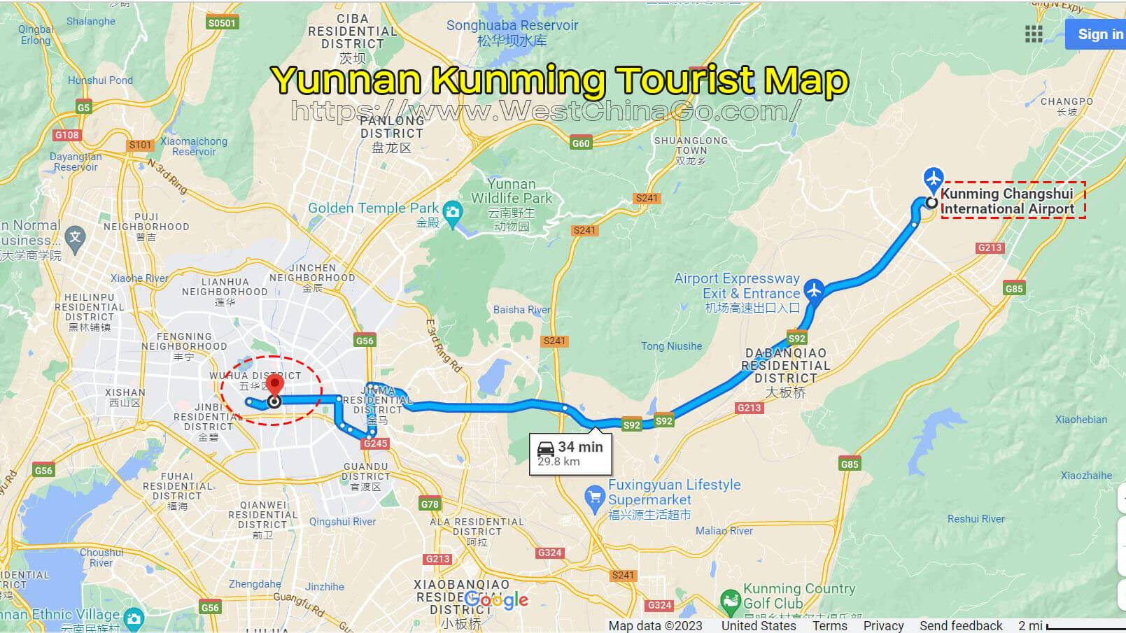 Yunnan Kunming Tourist Map