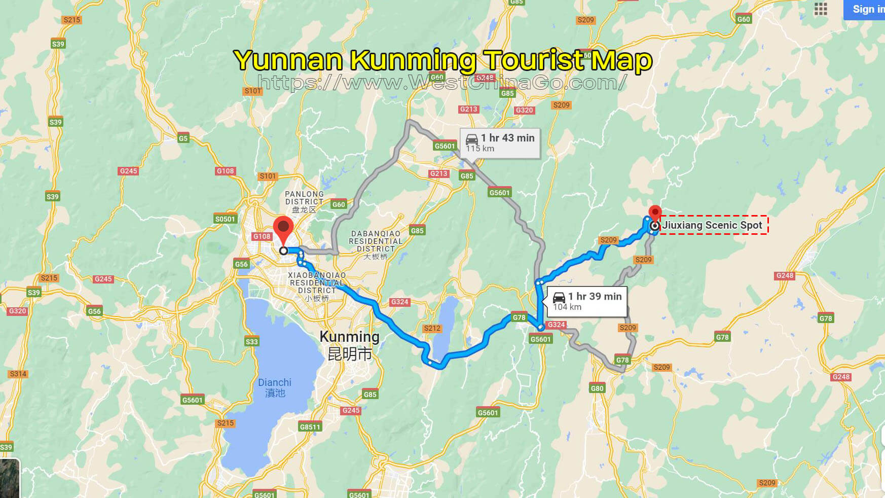 Yunnan Kunming Tourist Map