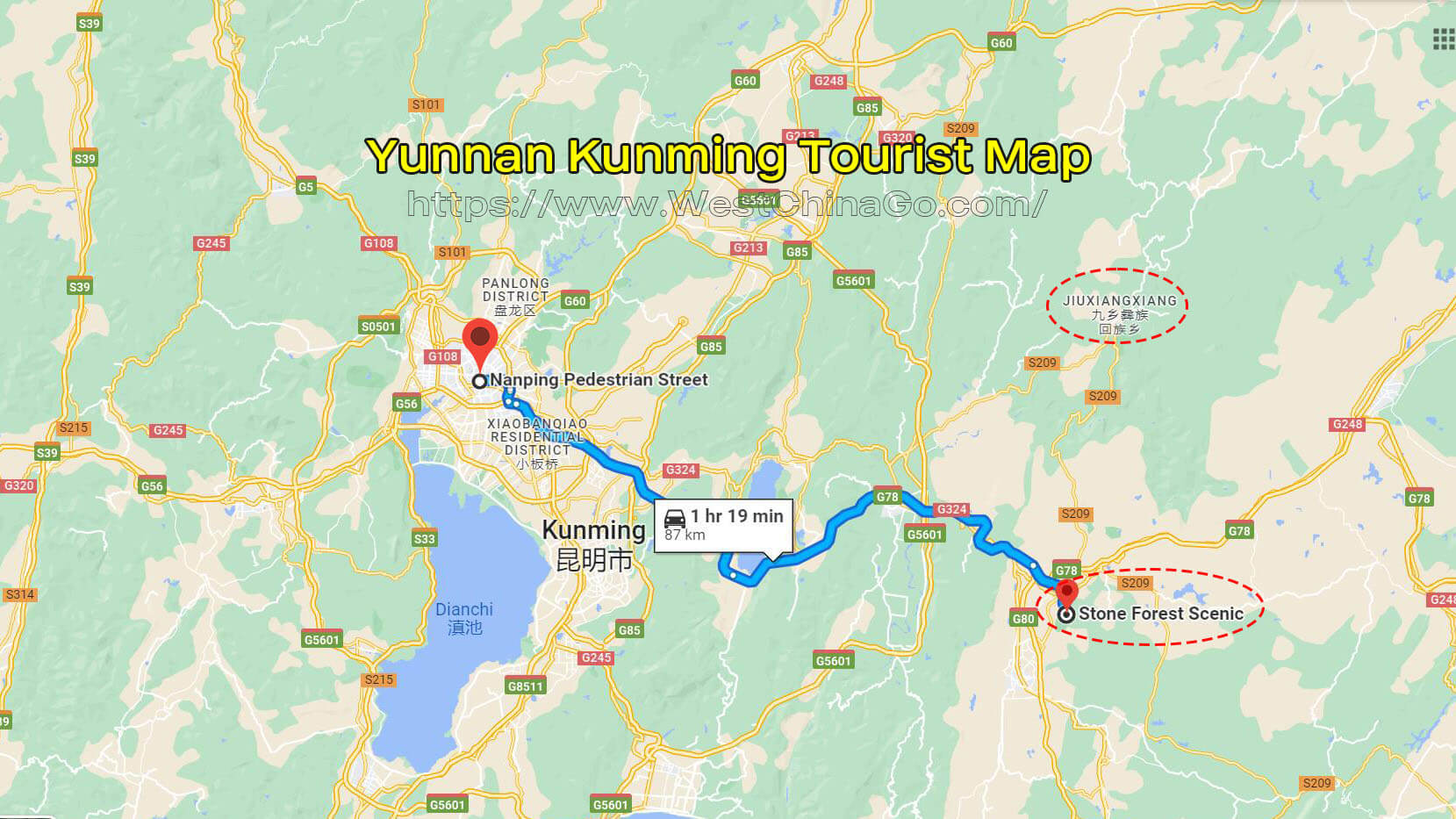 Yunnan Kunming Tourist Map