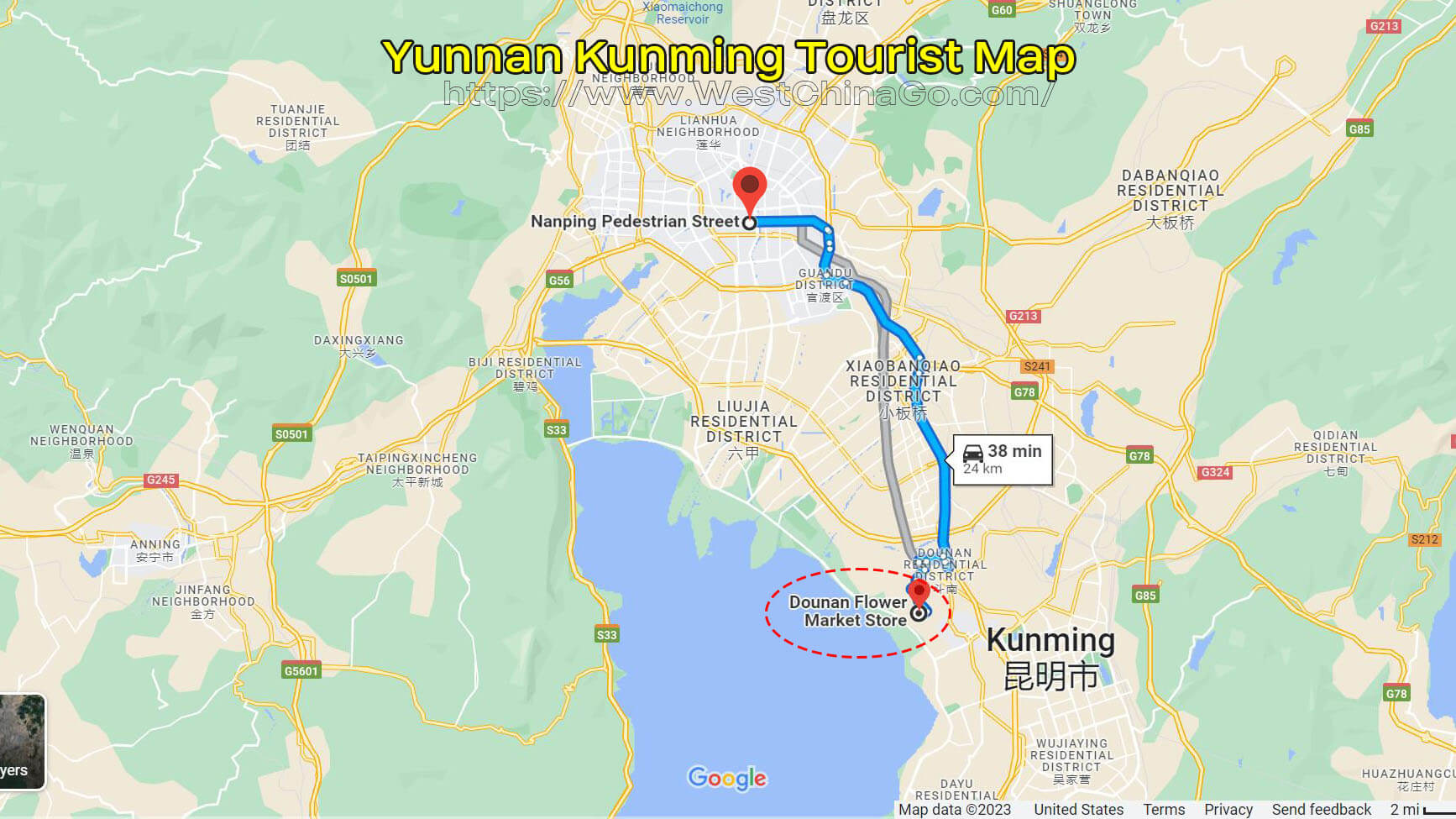 Yunnan Kunming Tourist Map