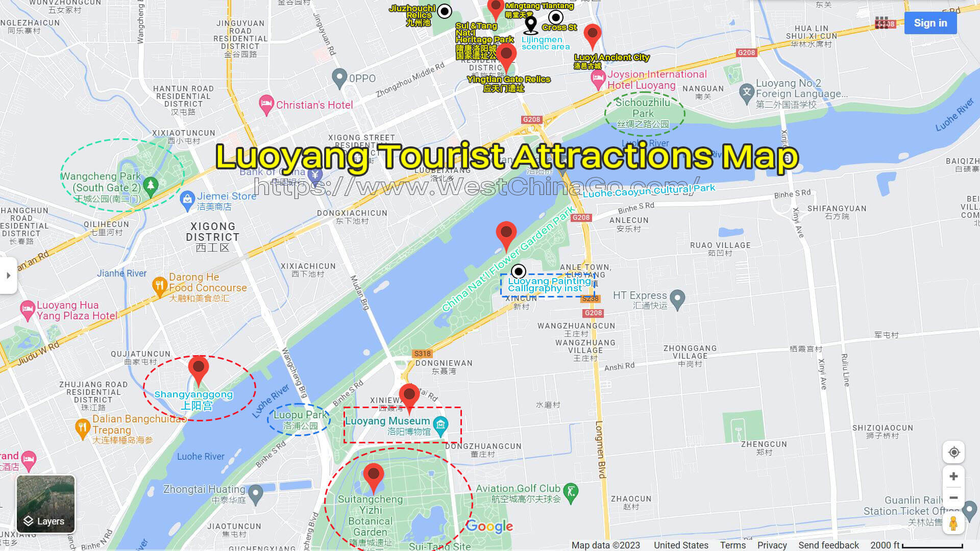 Luoyang Tourist Attractions Map