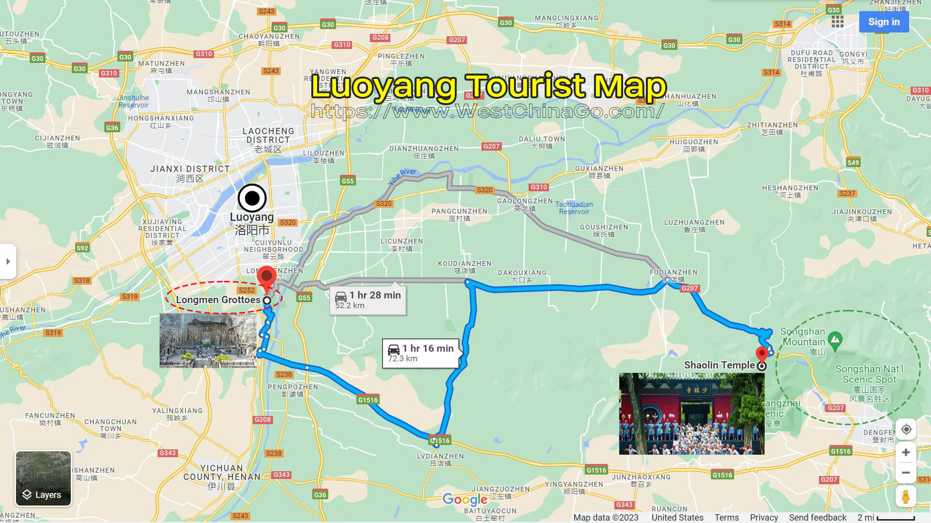 Luoyang Tourist Map