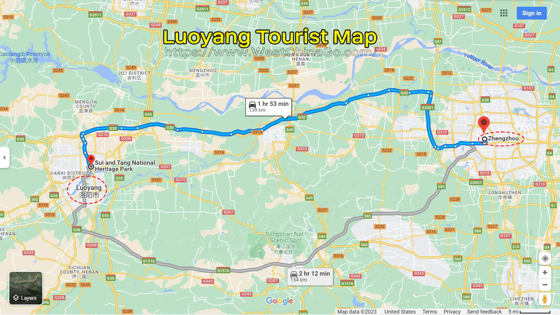 Luoyang Tourist Map