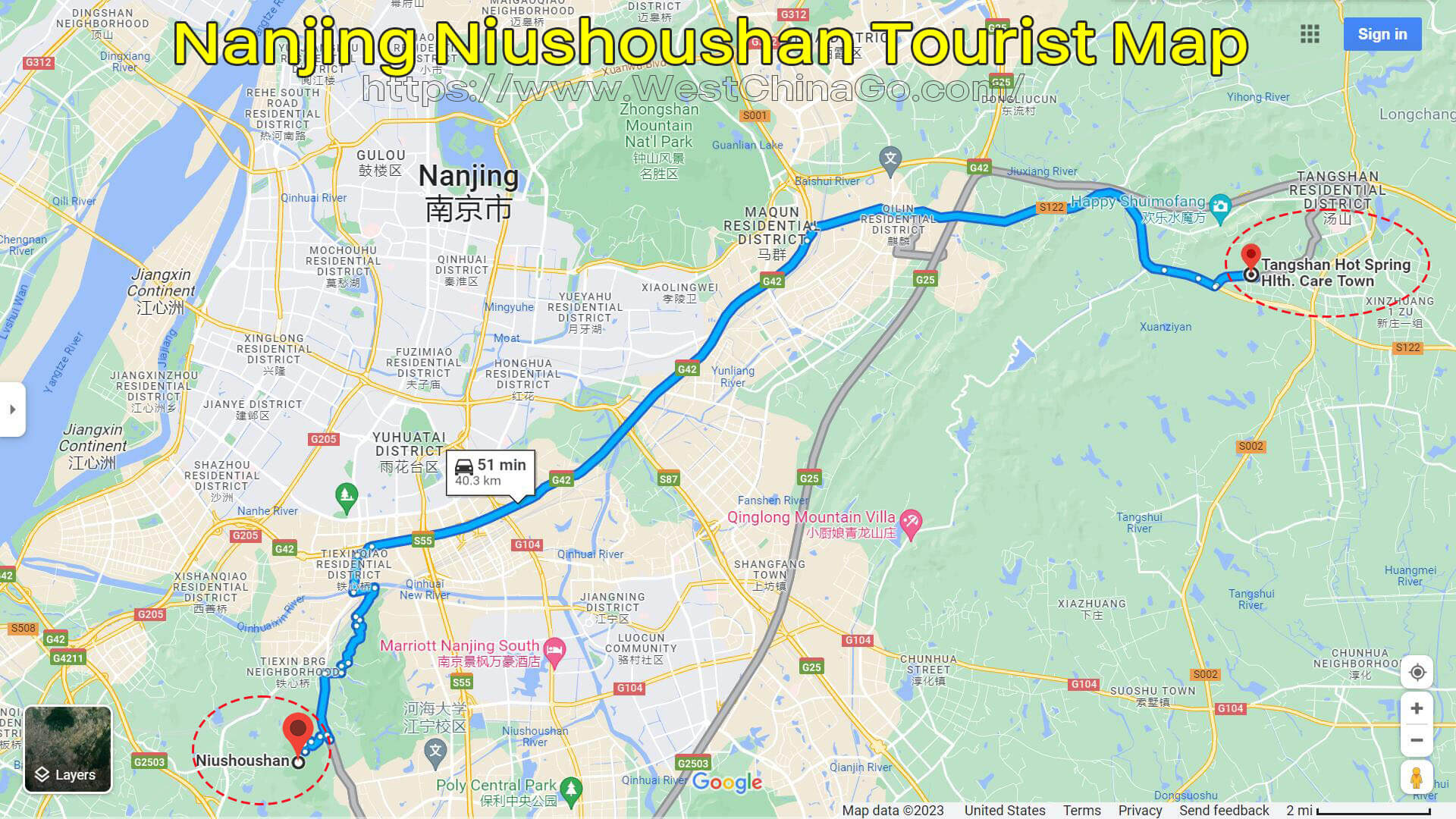 nanjing niushoushan tourist map