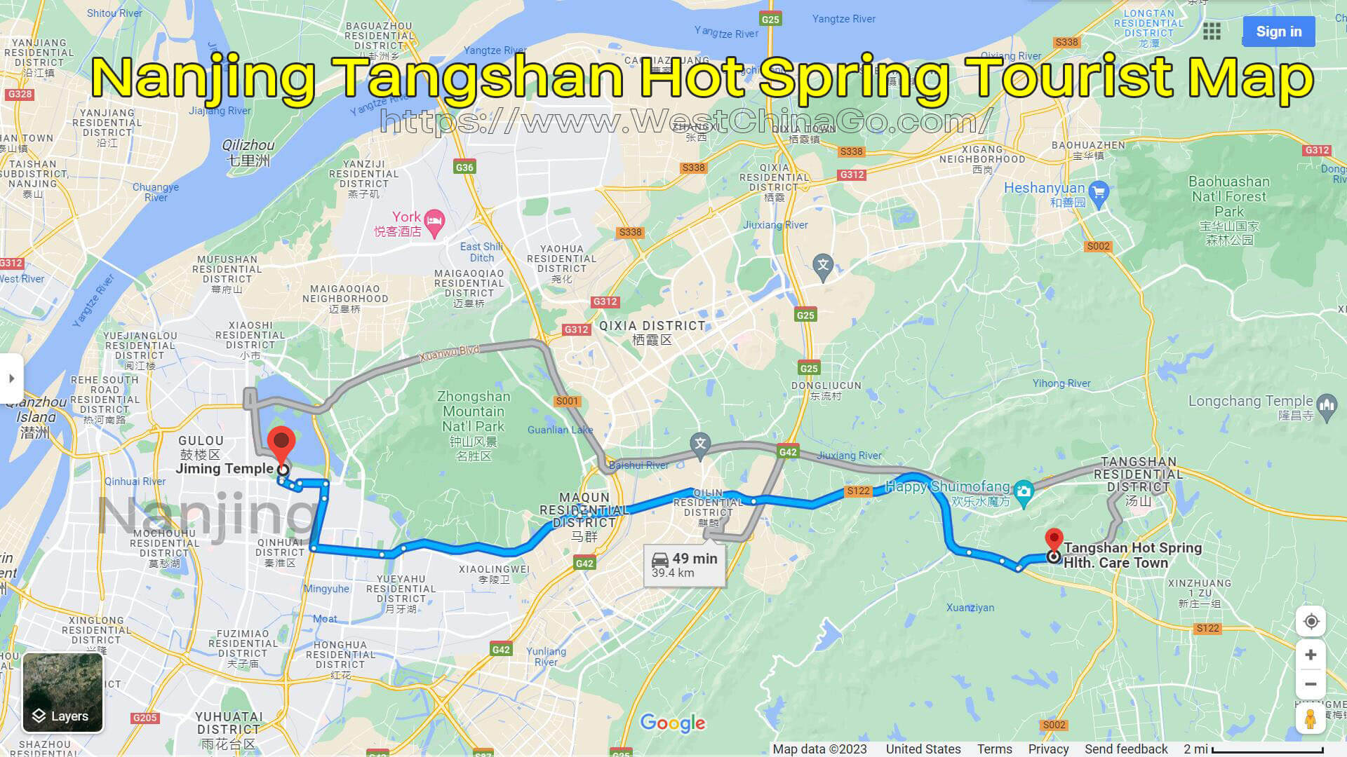 nanjing tangshan hot springs tourist map 