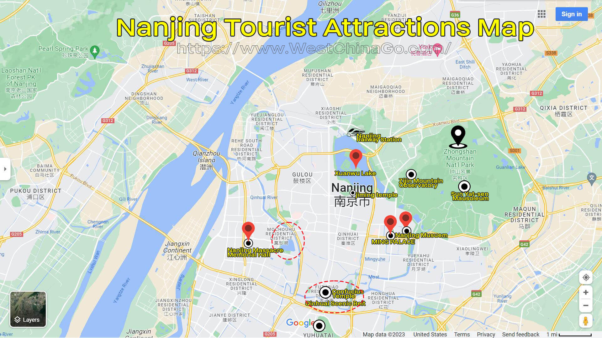 Nanjing Tourist Attractions Map