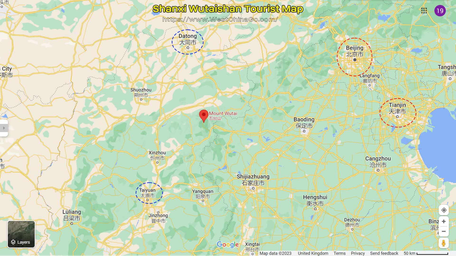 Shanxi Wutaishan Mountain Tourist Map