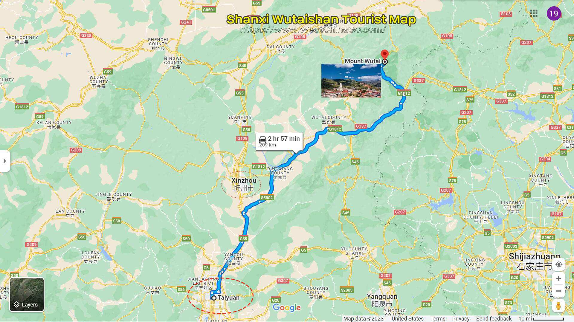 Shanxi Wutaishan Mountain Tourist Map