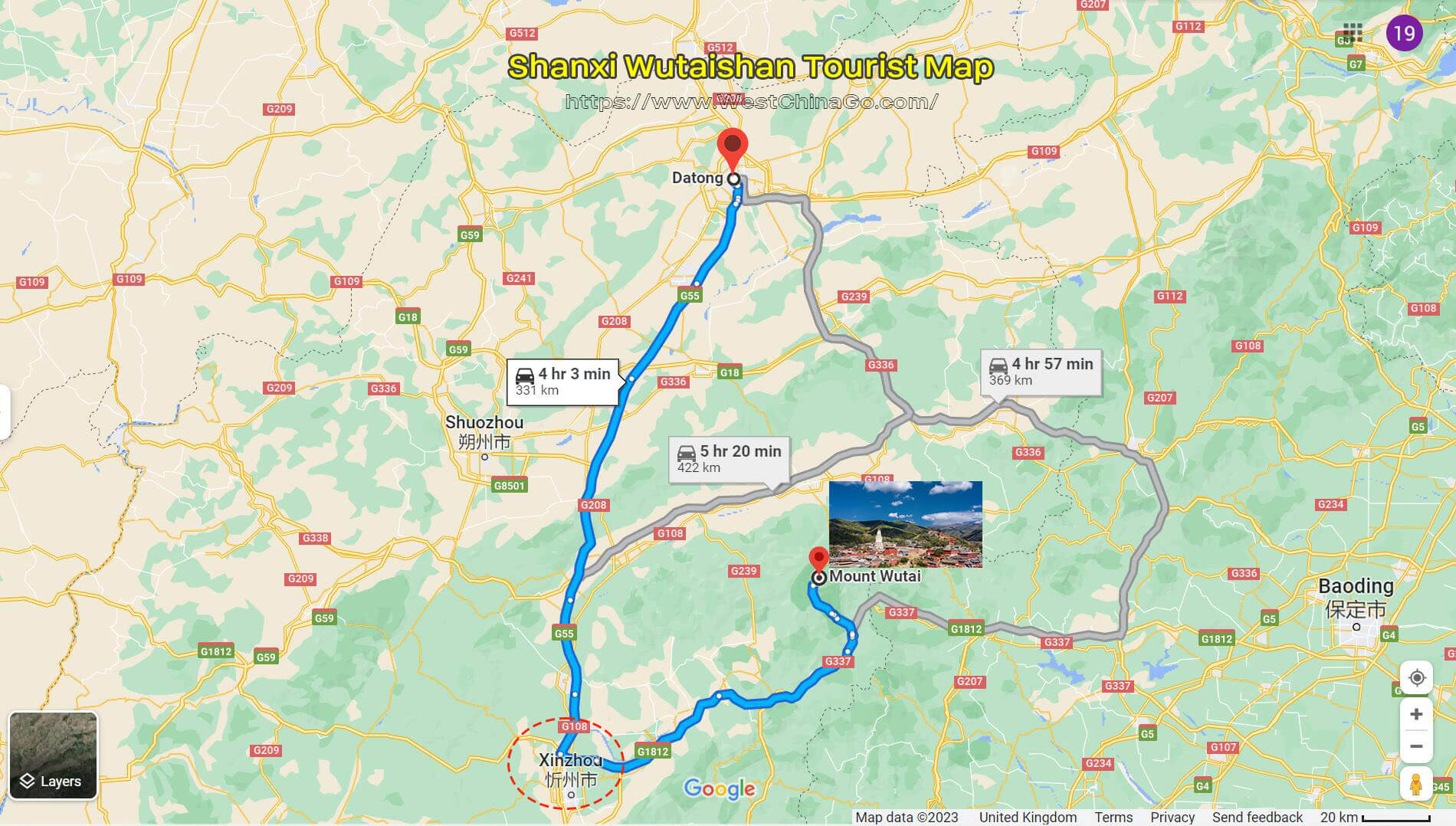 Shanxi Wutaishan Mountain Tourist Map