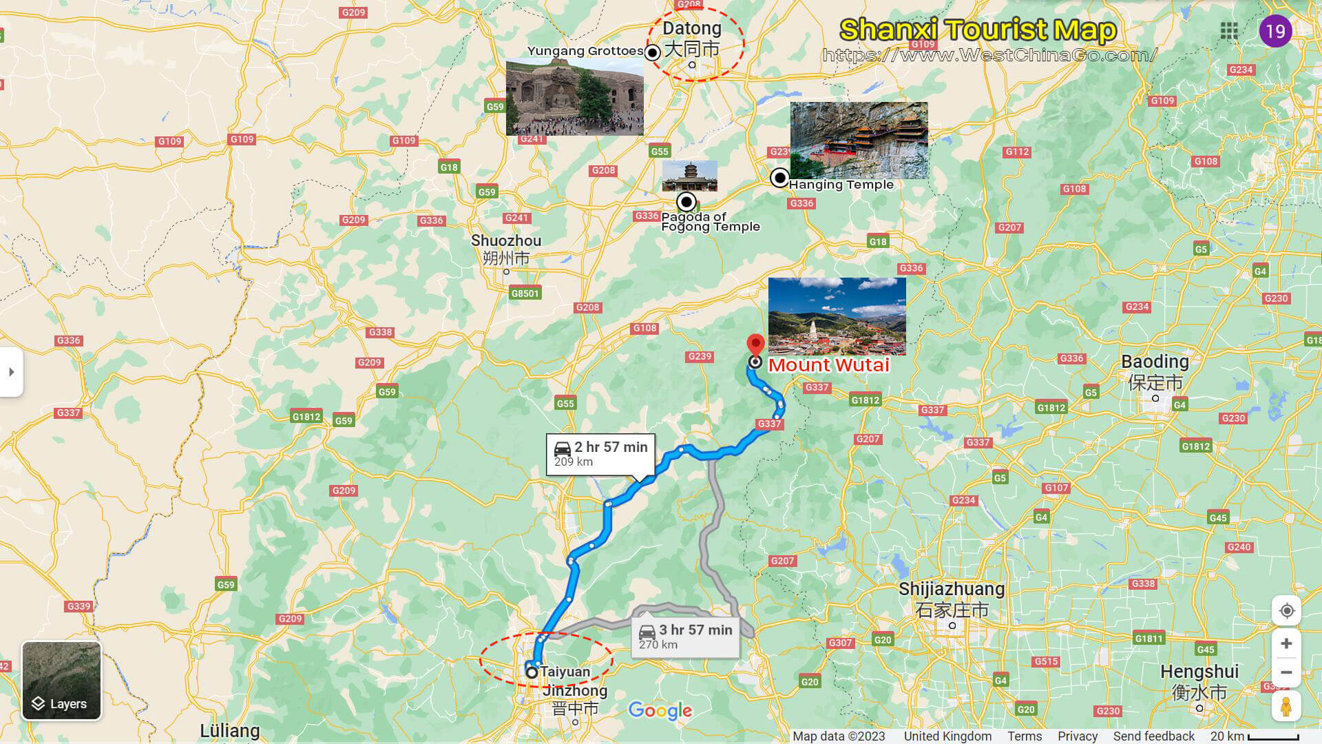 Shanxi Wutaishan Mountain Tourist Map