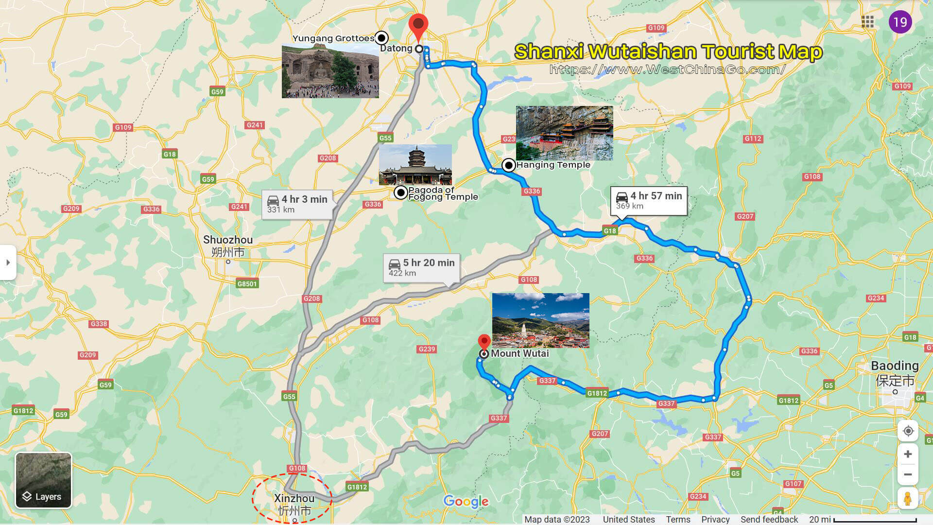 Shanxi Wutaishan Mountain Tourist Map