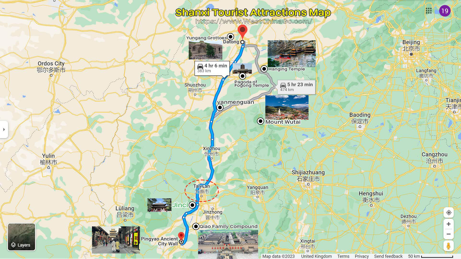 shanxi tourist attractions map