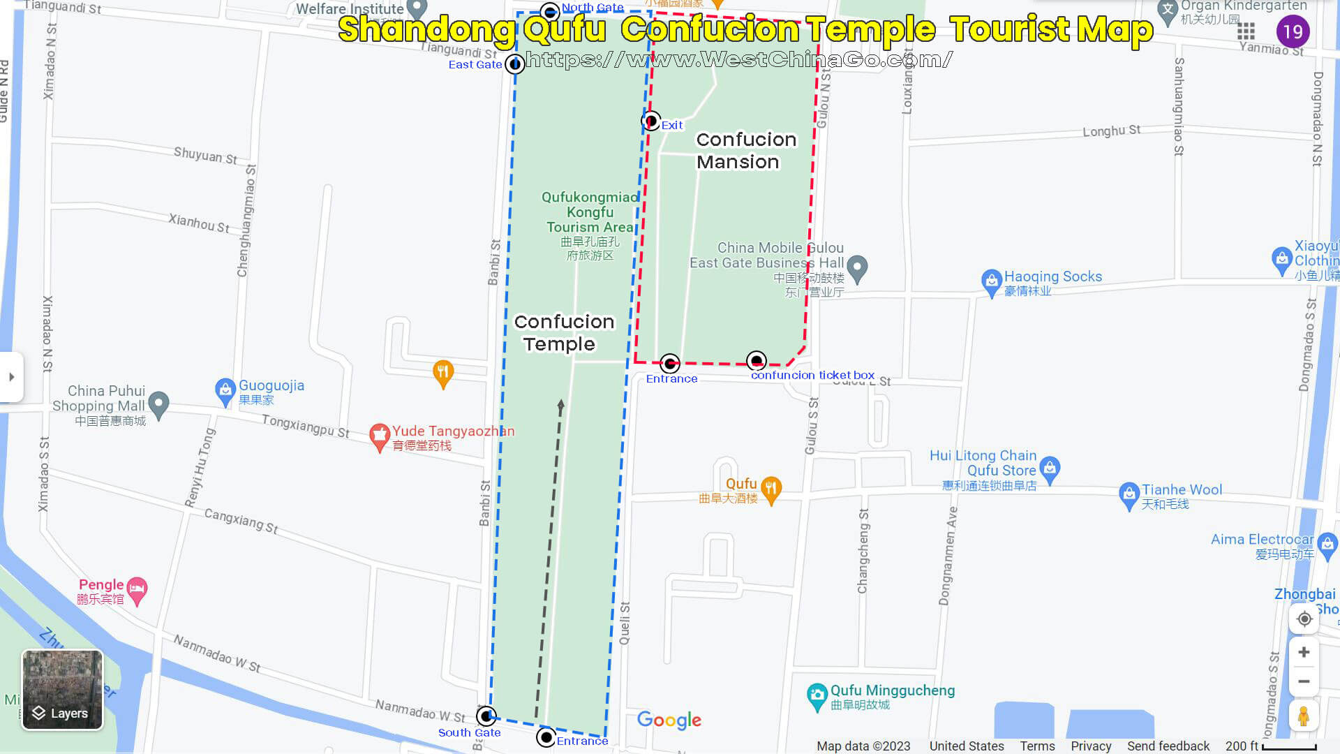 Shandong Qufu Confucion Temple Tourist Map