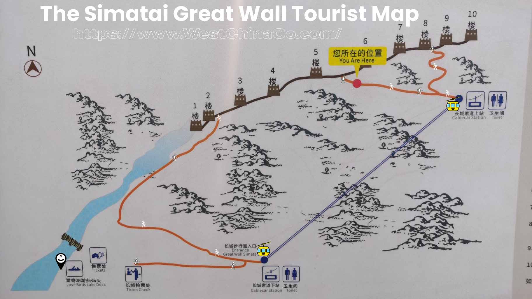The SiMaTai Great Wall tourist map