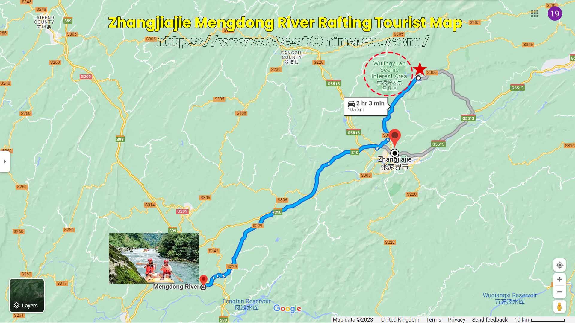 Zhangjiajie Mengdong River Rafting Tourist Map
