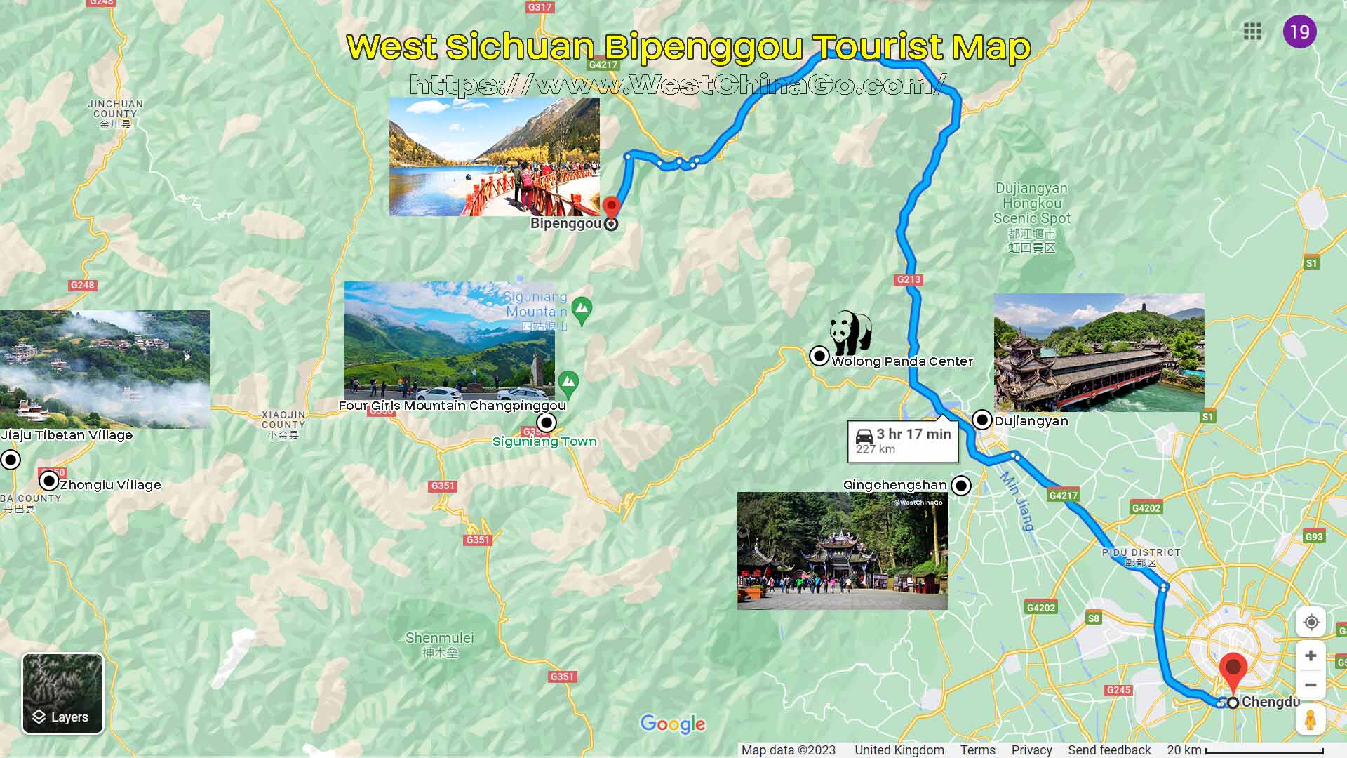Bipenggou Tourist Map