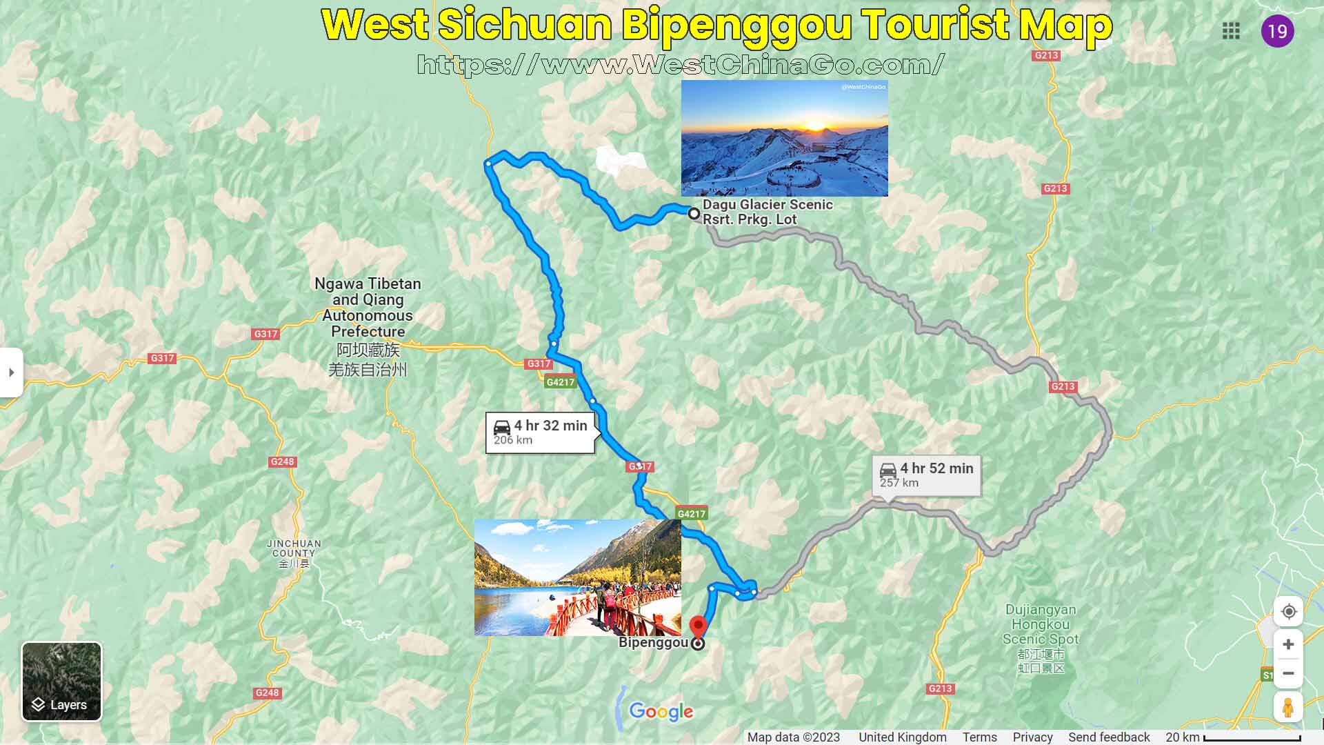 Dagu Glacier Tourist Map