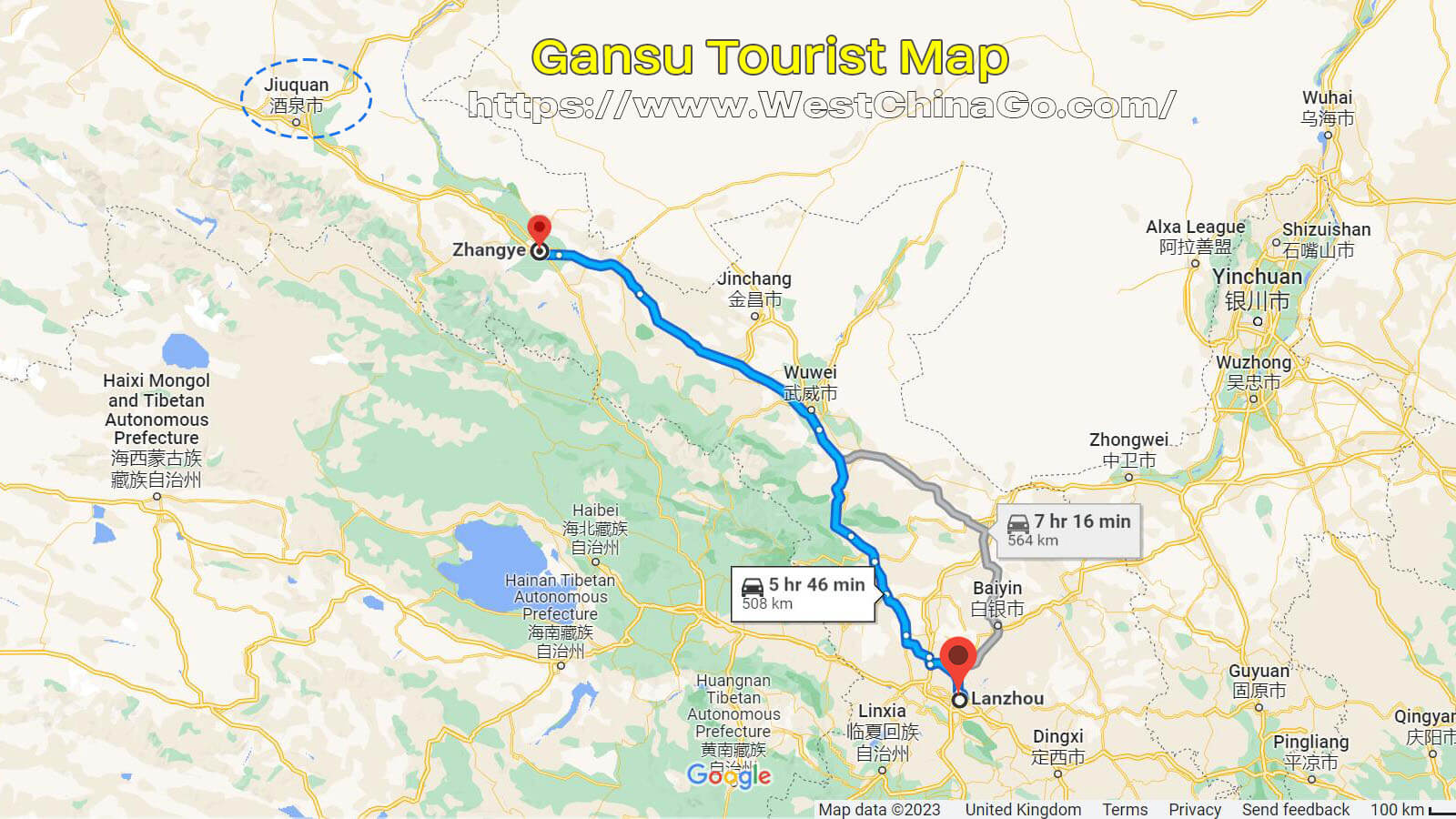 Gansu Lanzhou Tourist Map