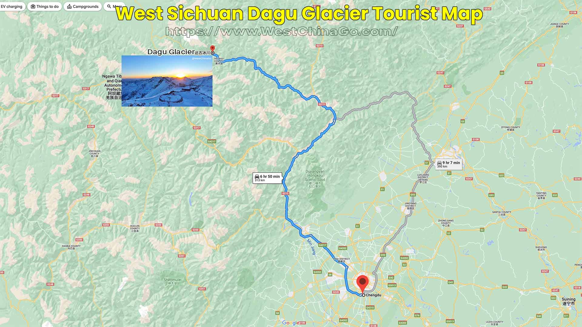 Dagu Glacier Tourist Map