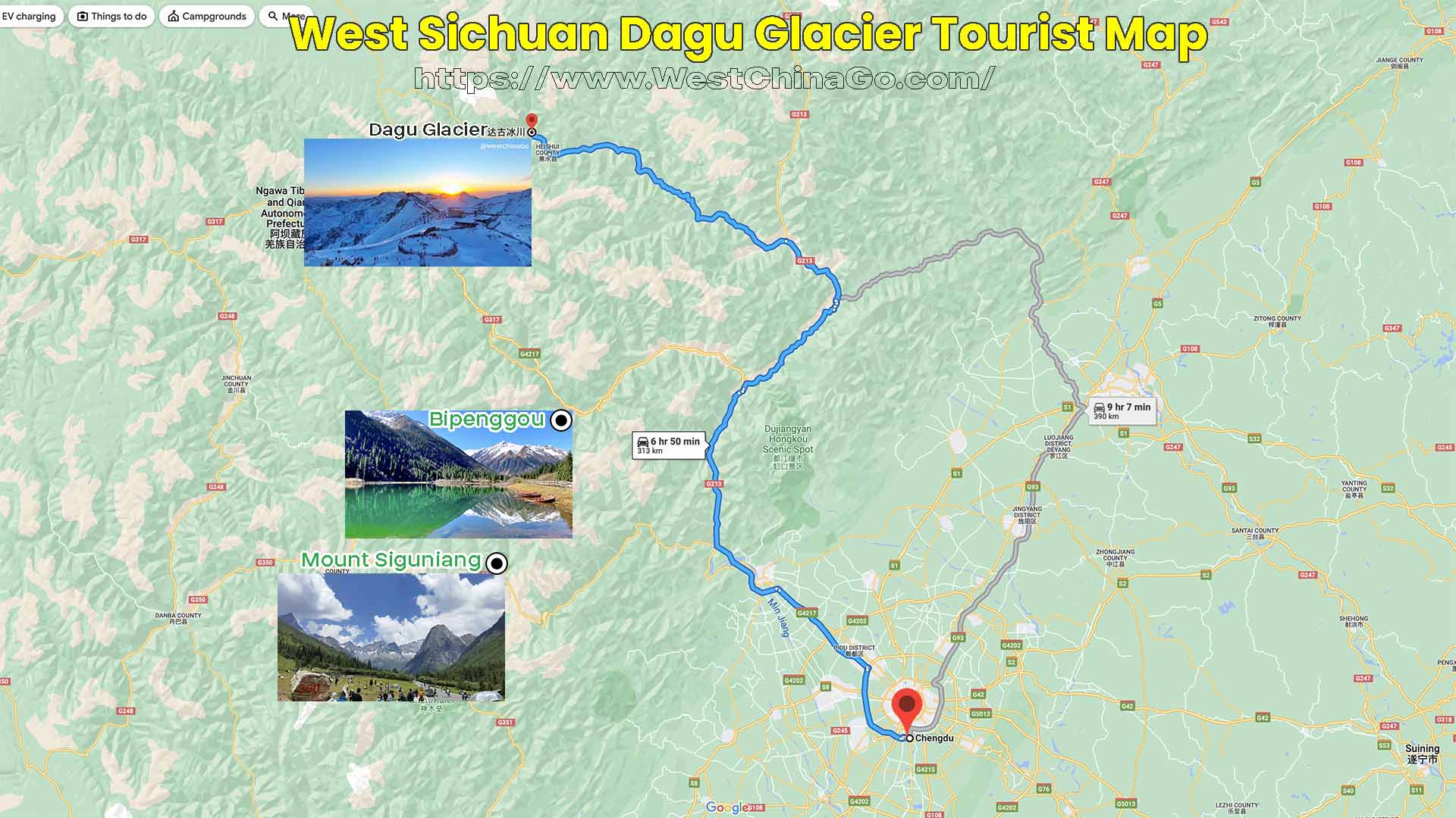 Dagu Glacier Tourist Map