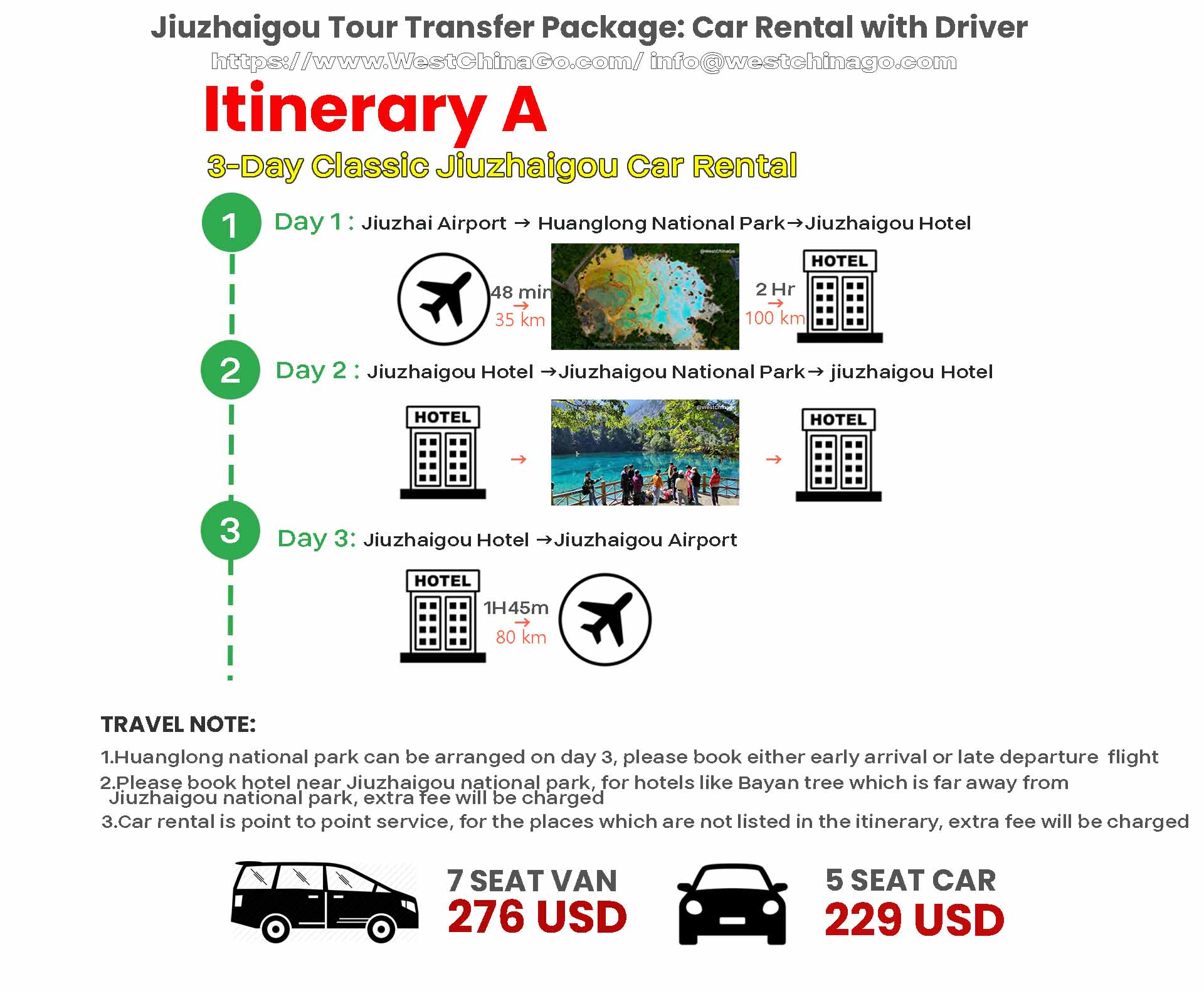 Jiuzhaigou Tour Transfer: Car Rental with Driver