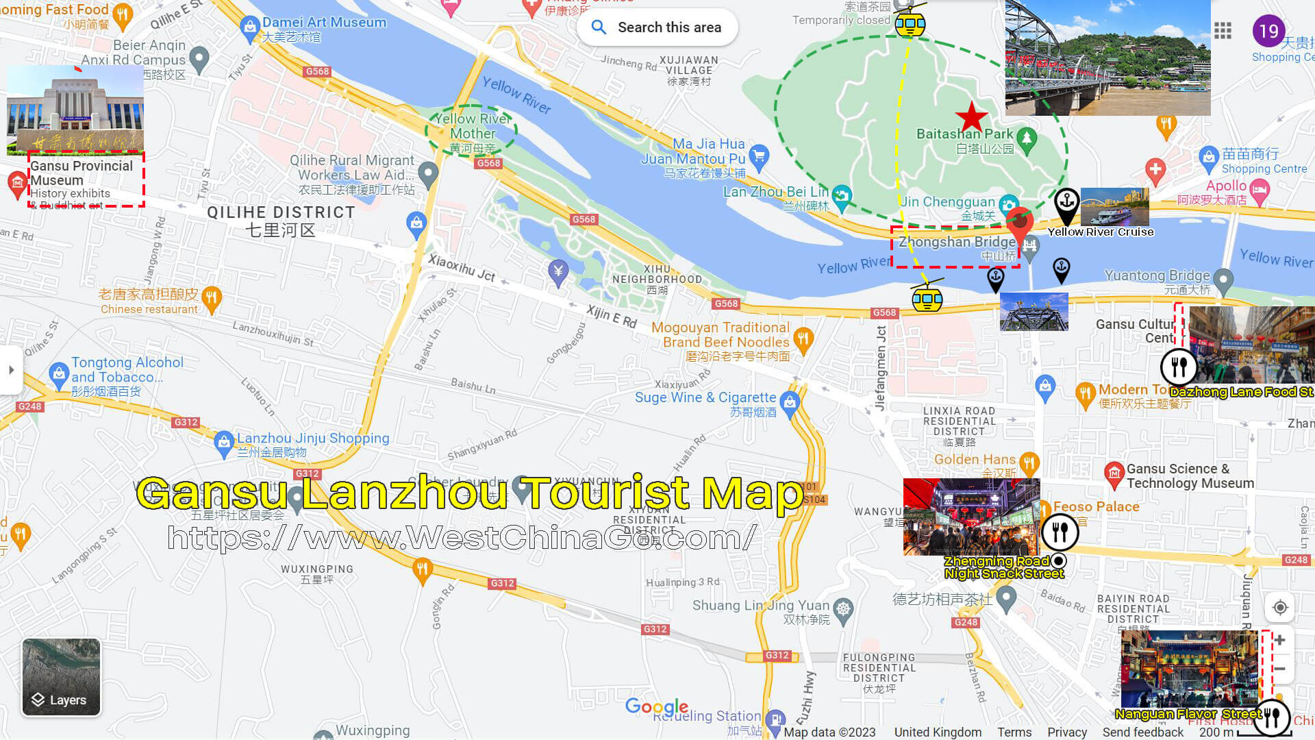 Gansu Lanzhou Tourist Map