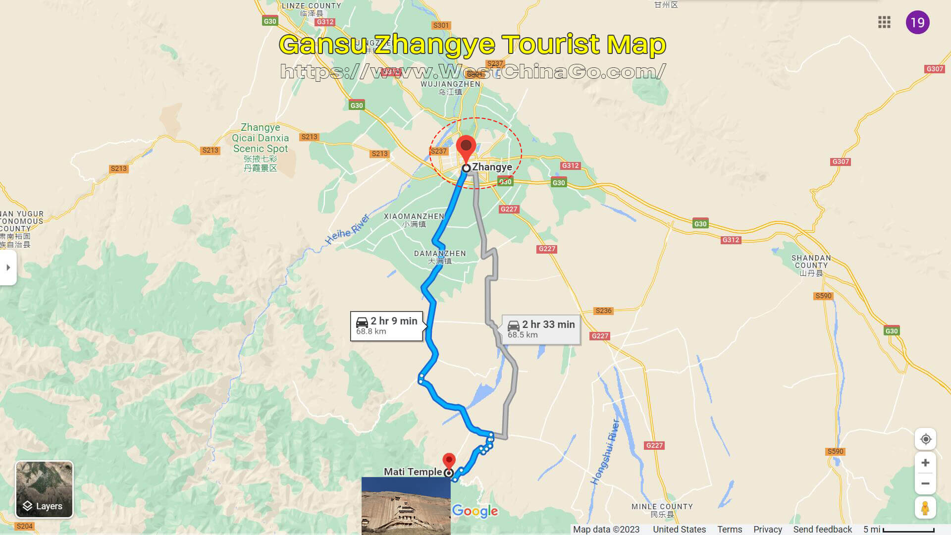 ZhangYe Mati Temple Tourist Map