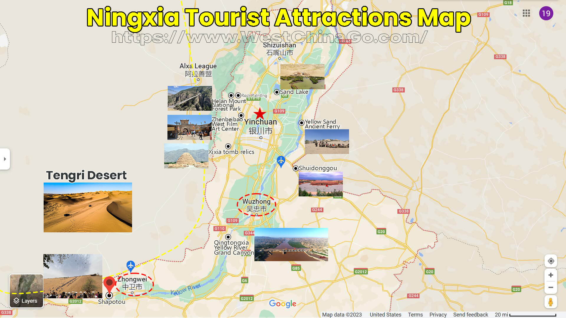 Ningxia Tourist Attractions Map