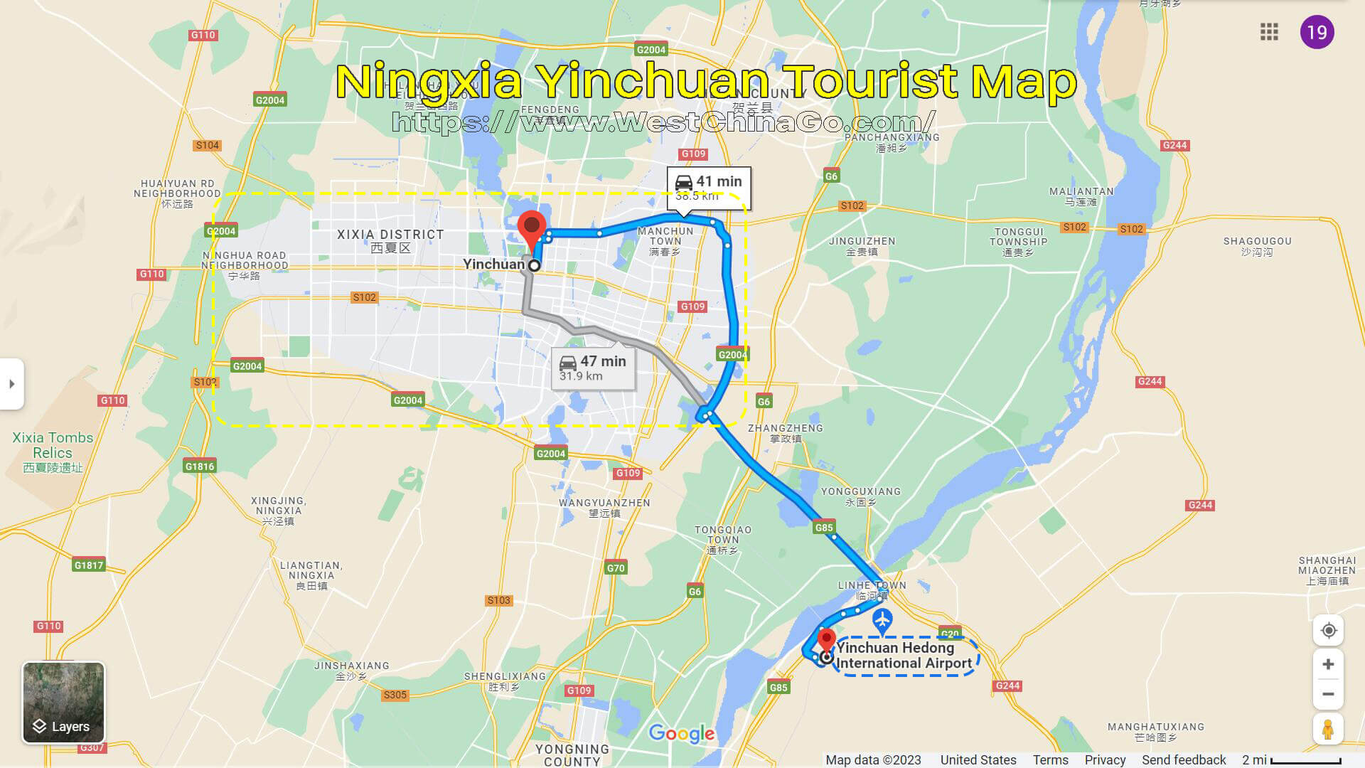 Ningxia Yinchuan Tourist Map