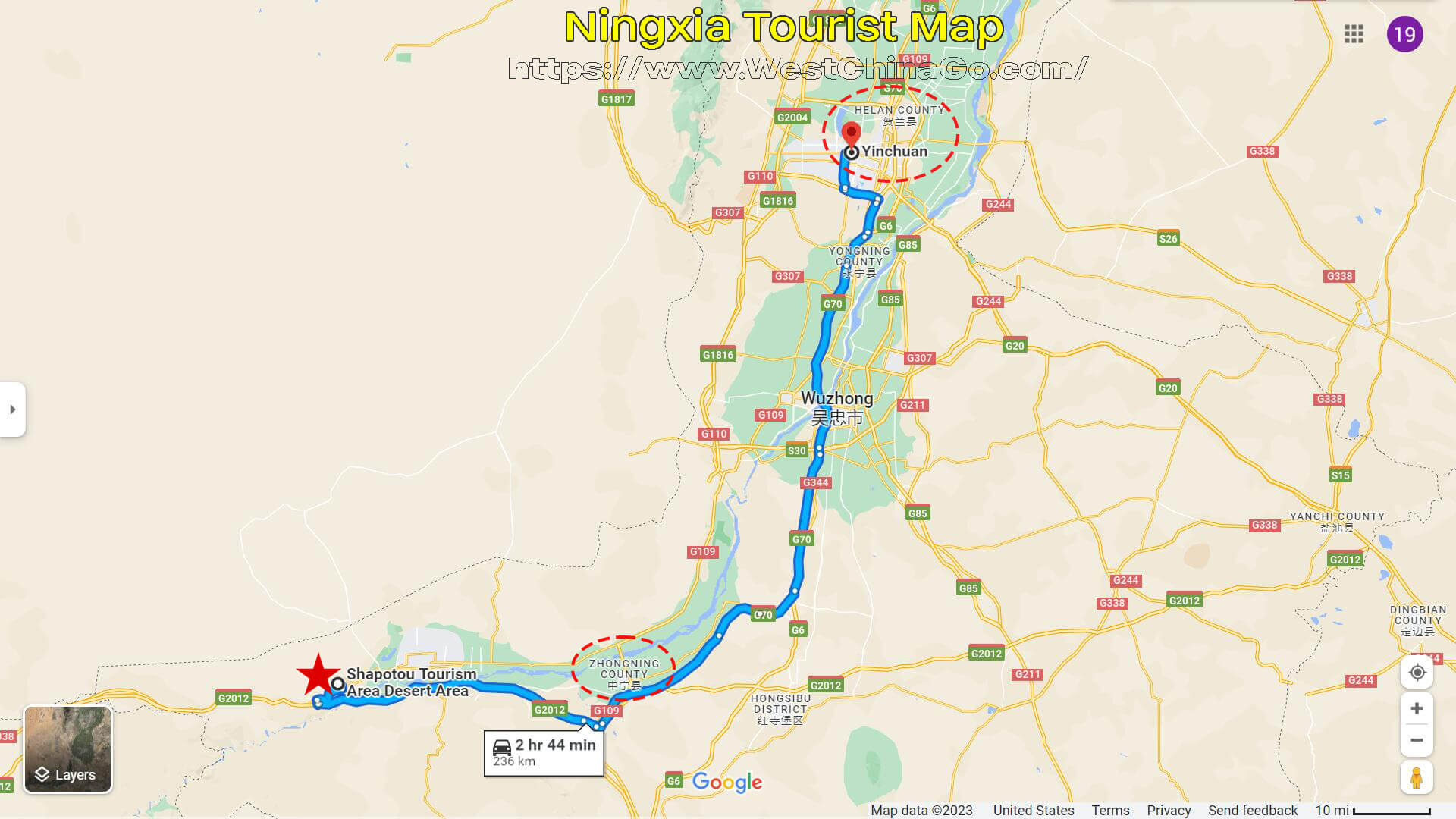 Ningxia Zhongwei Tourist Map