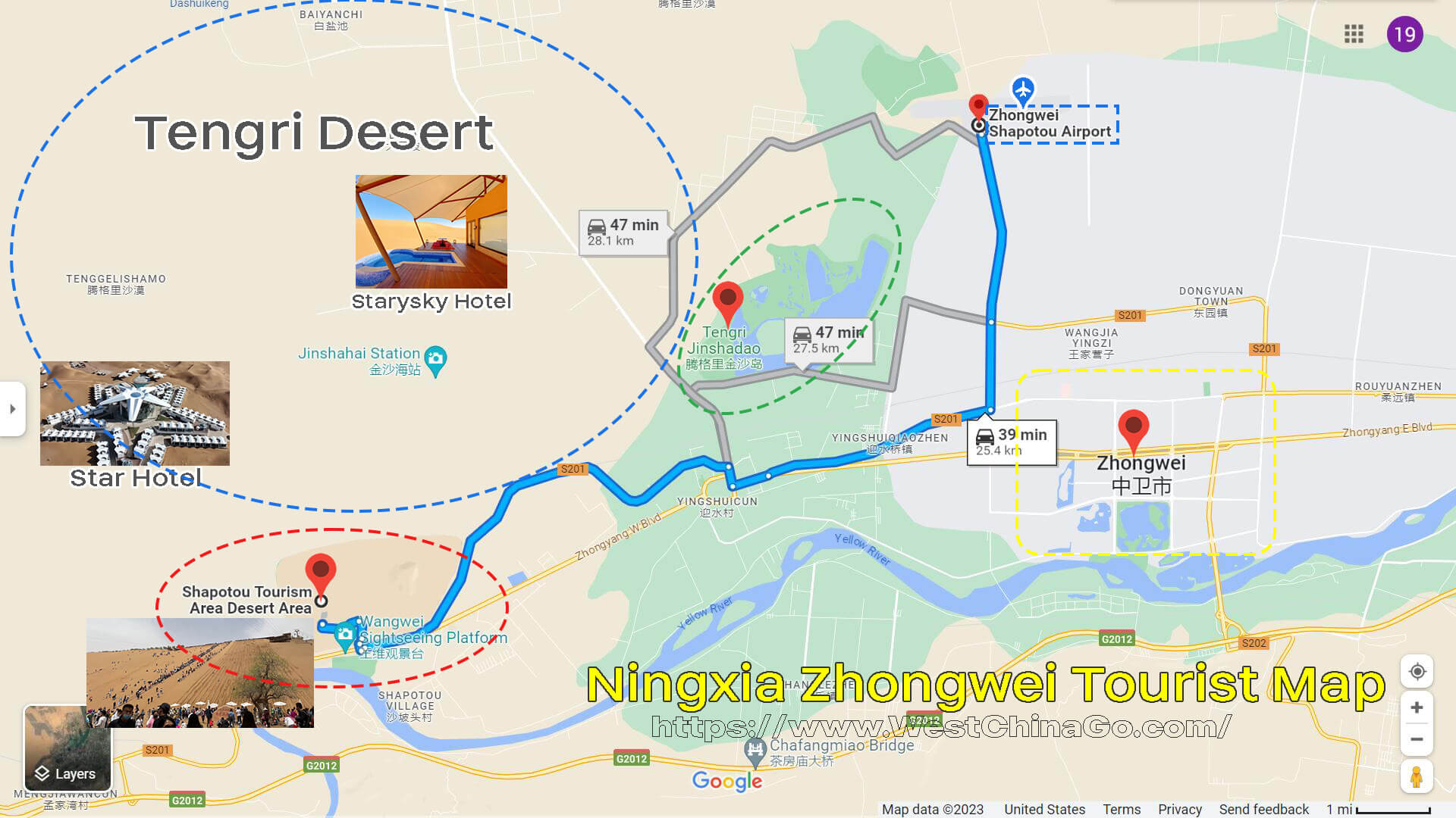 Ningxia Zhongwei Tourist Map