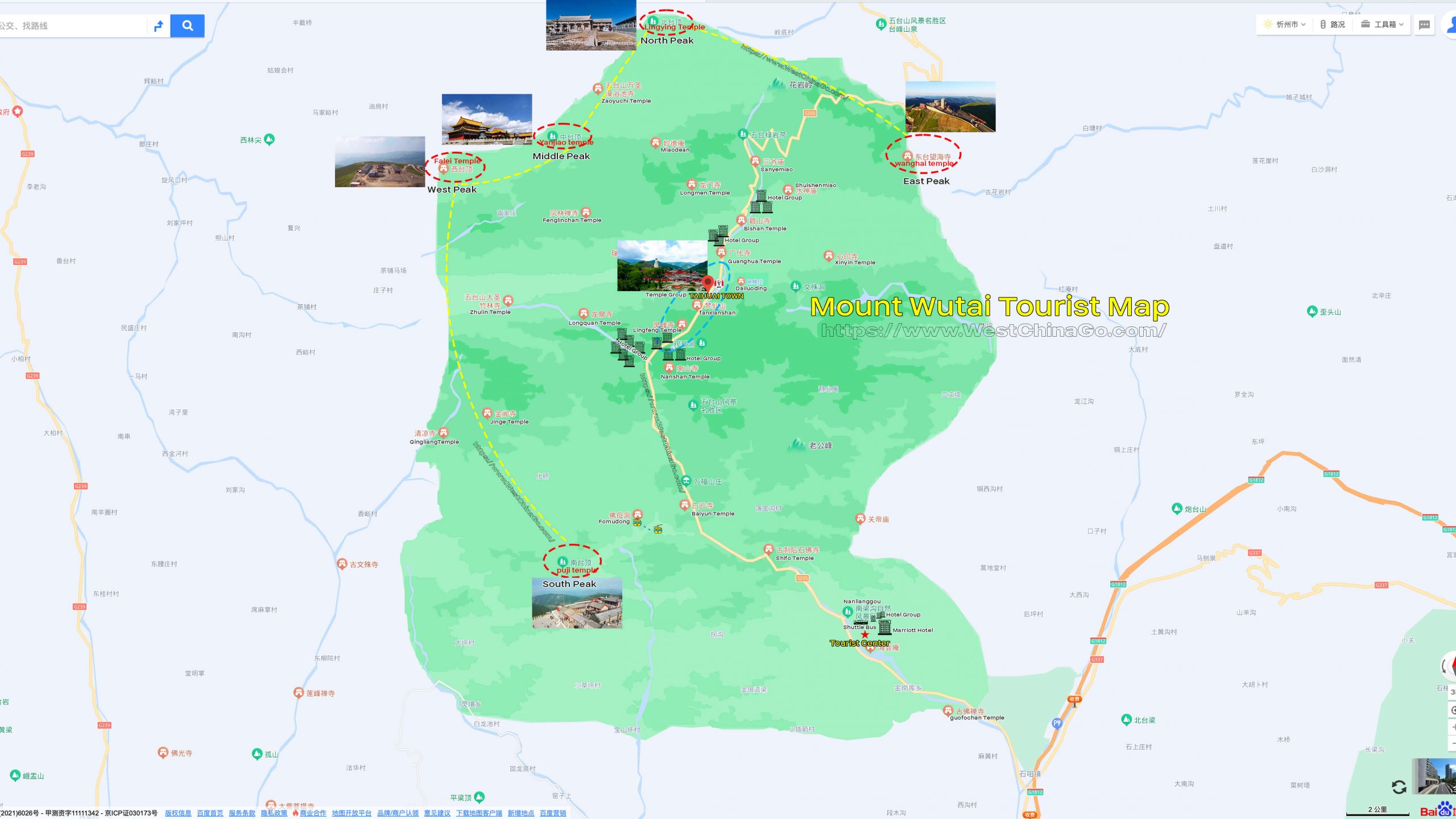 shanxi mount wutai tourist attractions map