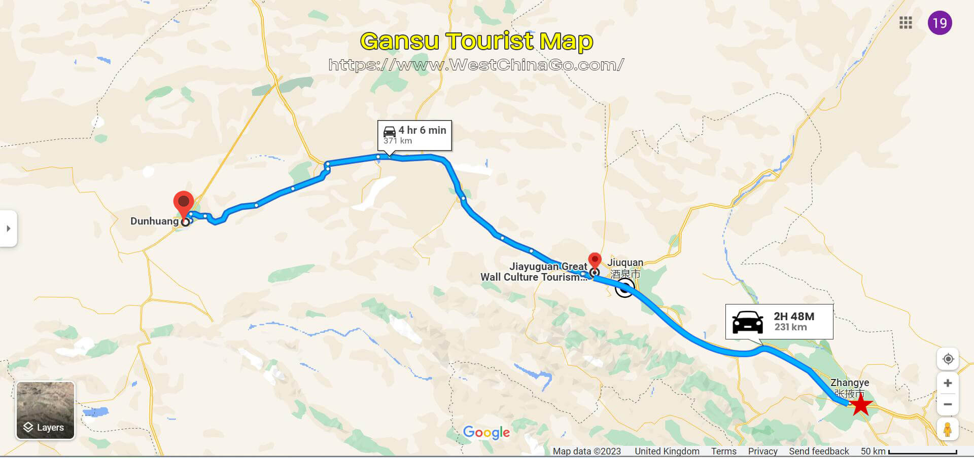 ZhangYe Tourist Map