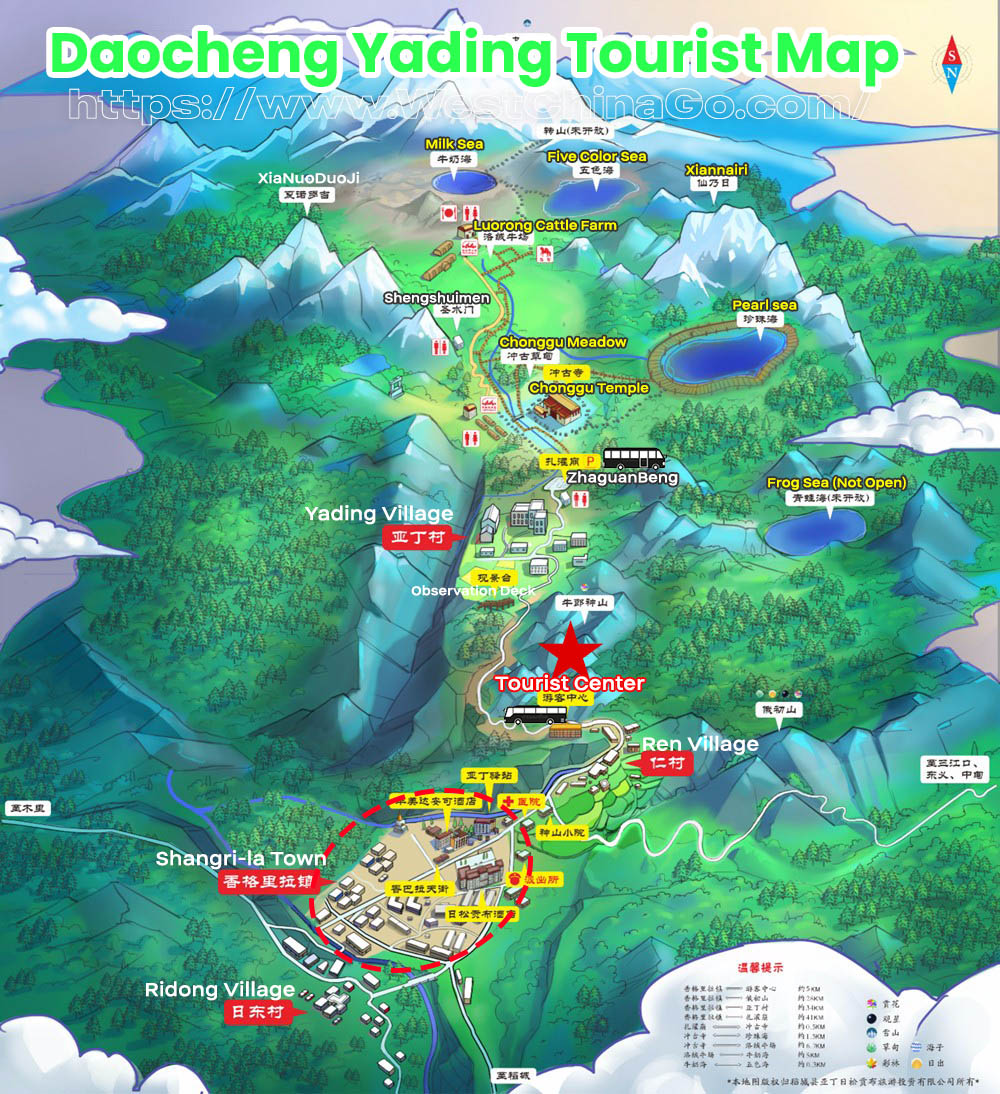 Daocheng Yading Tourist Map