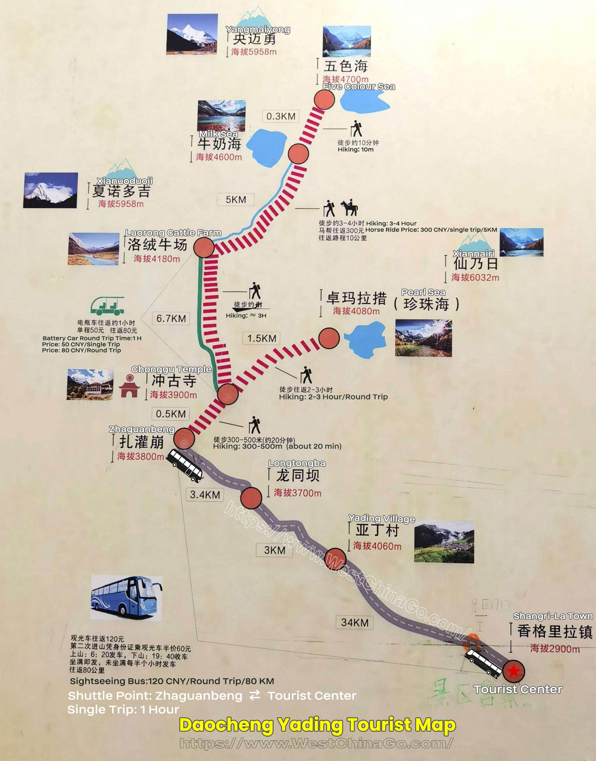 Daocheng Yading Tourist Map