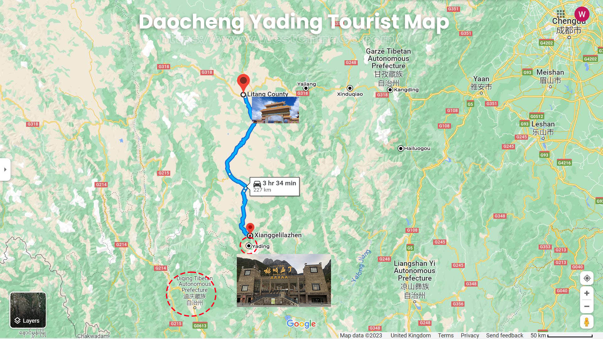 Daocheng Yading Tourist Map