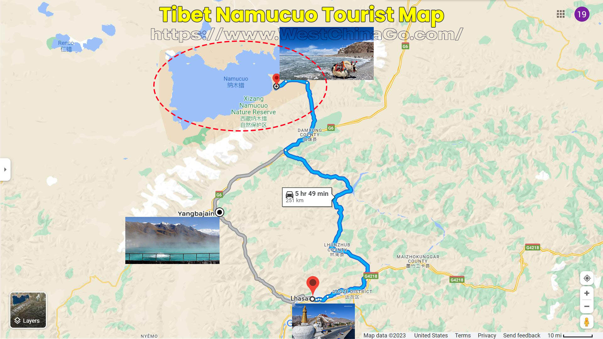 Tibet Namtso Lake Tourist Map
