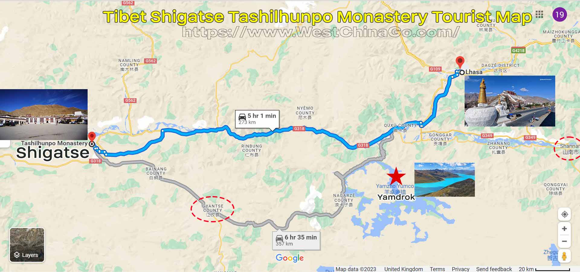Tibet Shigatse Tashilhunpo Monastery Tourist Map