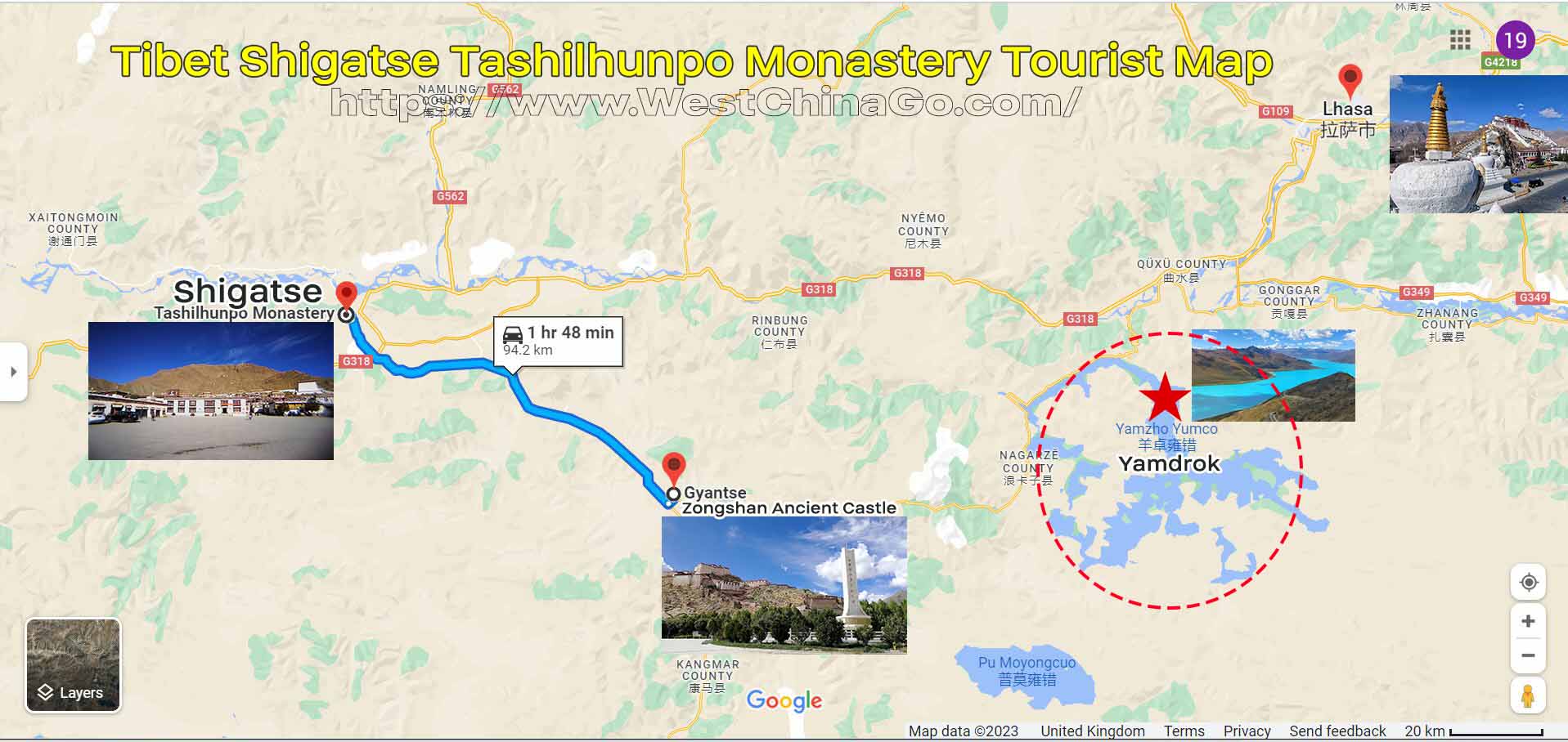 Tibet Shigatse Sakya Monastery Tourist Map