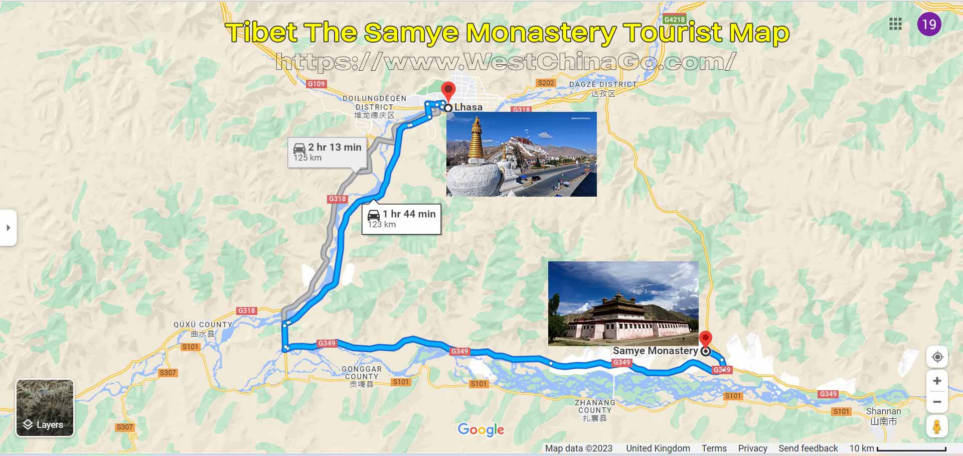 Tibet The Samye Monastery Tourist Map