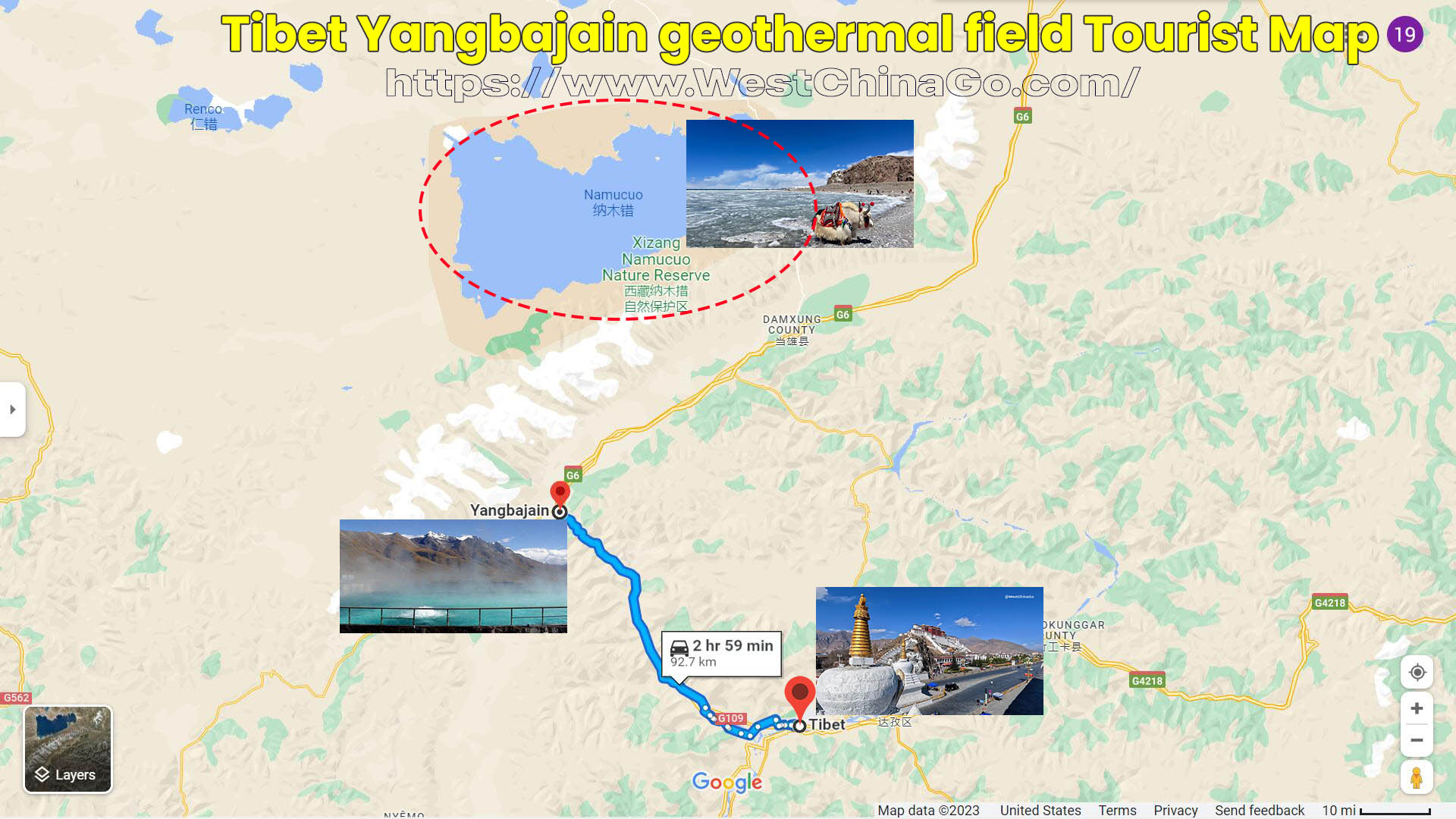 Tibet Yangbajain geothermal field Tourist Map