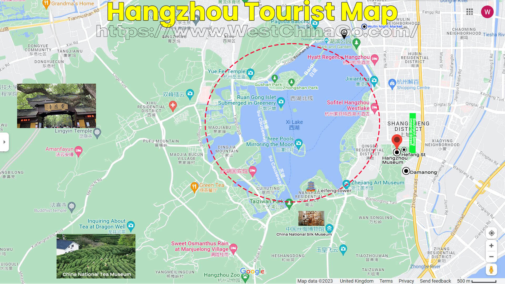 Hangzhou West Lake Tourist Map