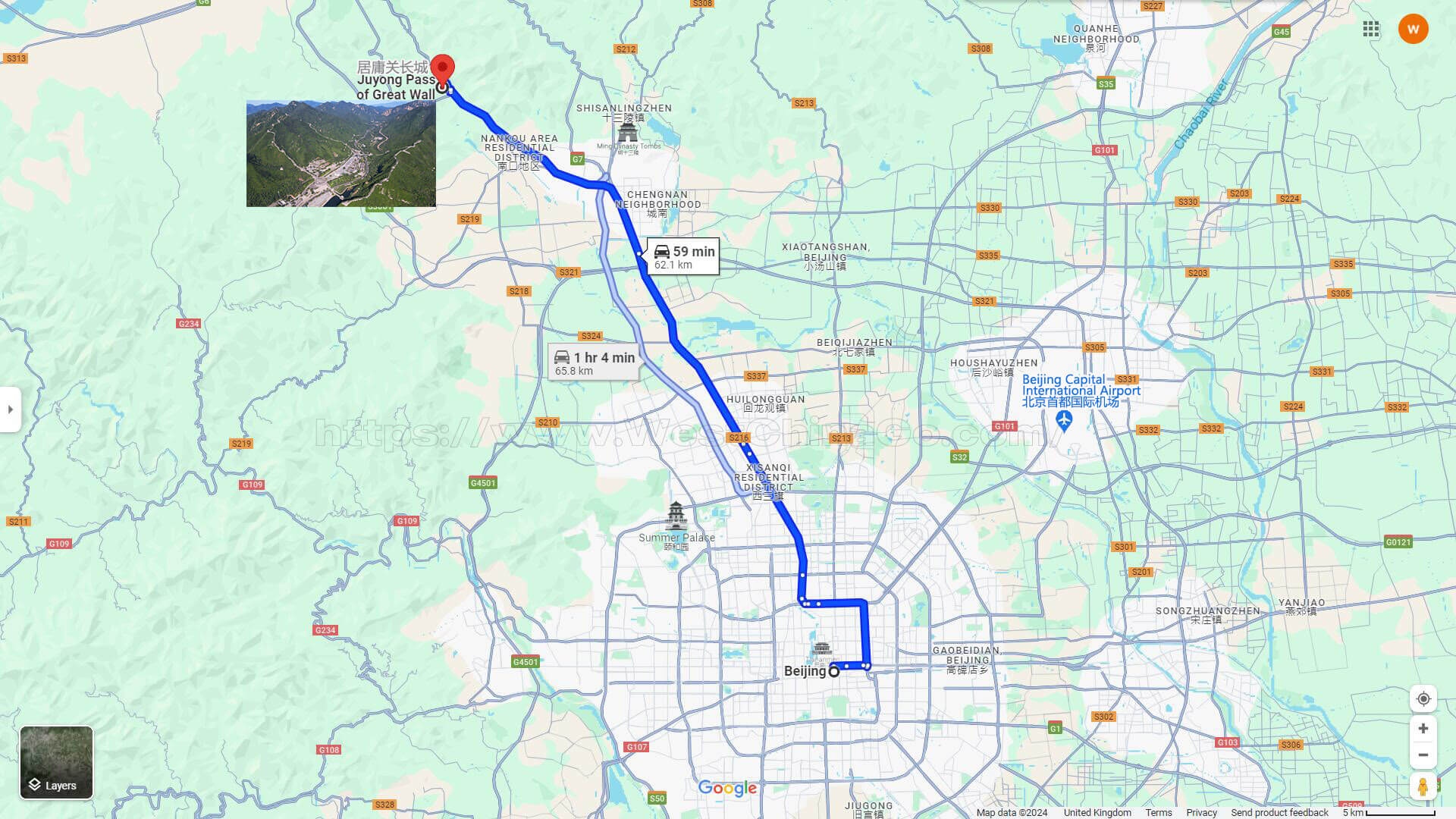 BeiJing JuYongGuan Great Wall tourist map