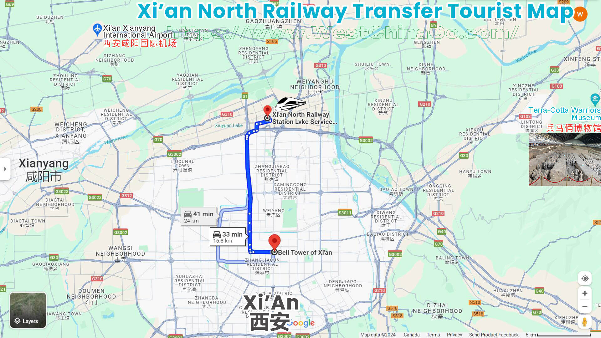 Xi’an North Railway Transfer Tourist Map