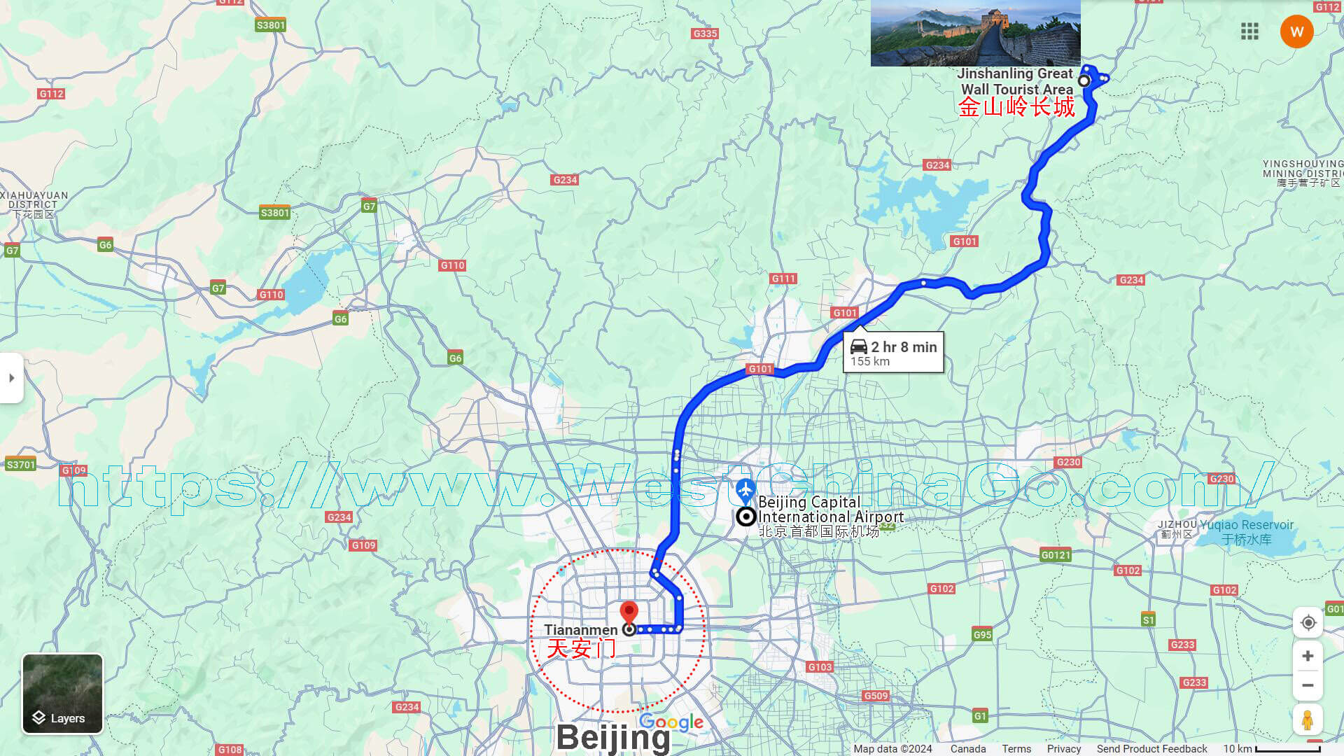 Beijing Jinshanling Great Wall Tourist Map