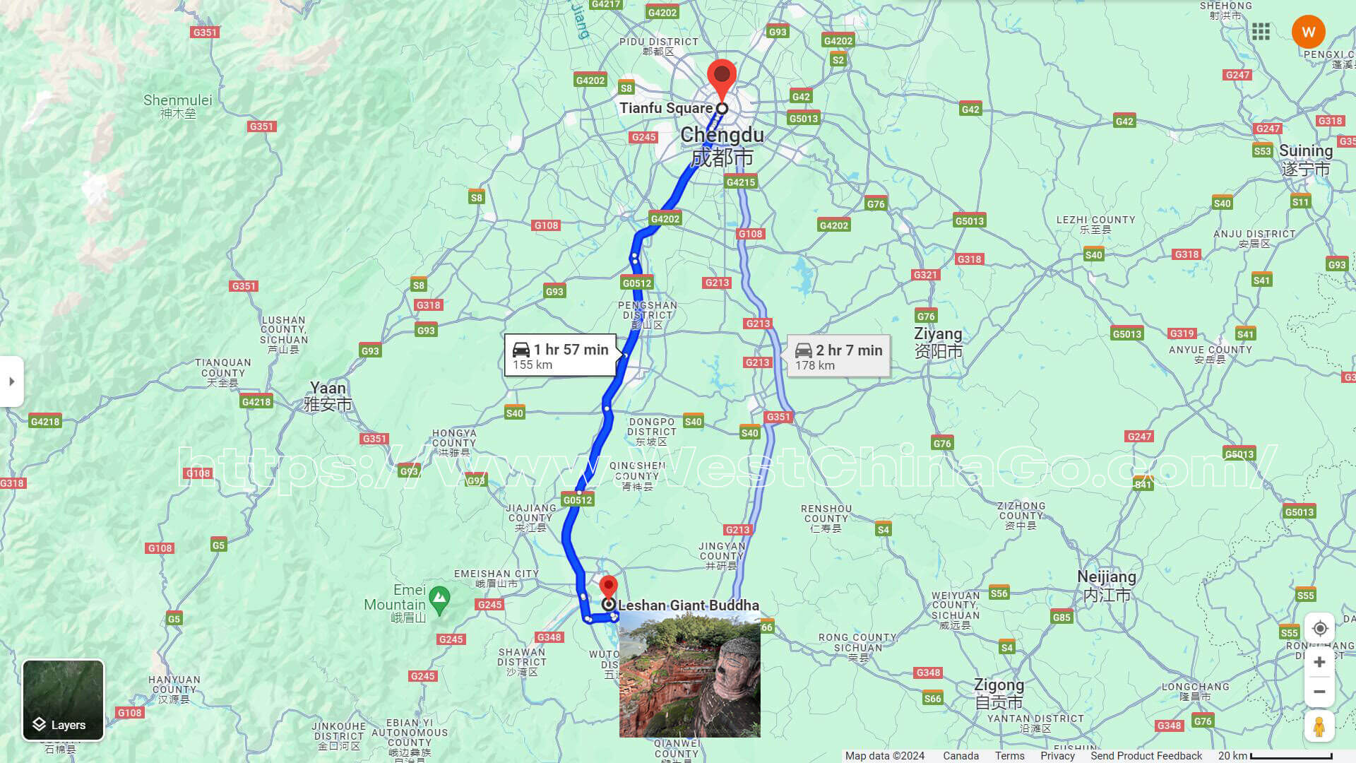Leshan Giant Buddha Tour Map