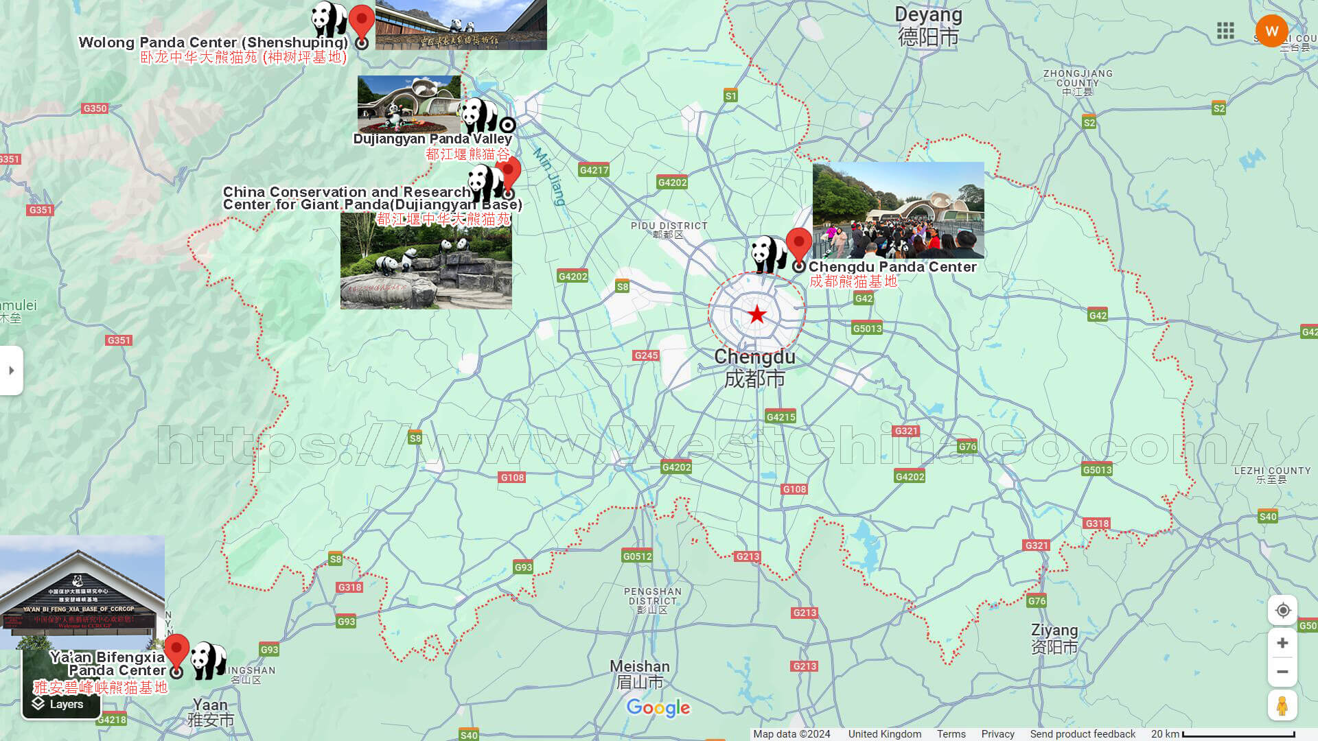 chengdu panda tourist map