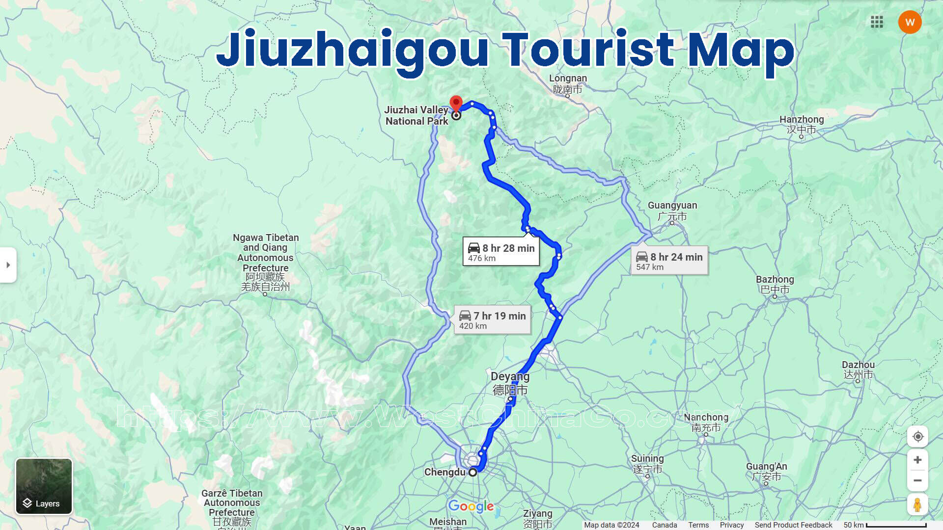 JiuZhaiGou Tourist Map