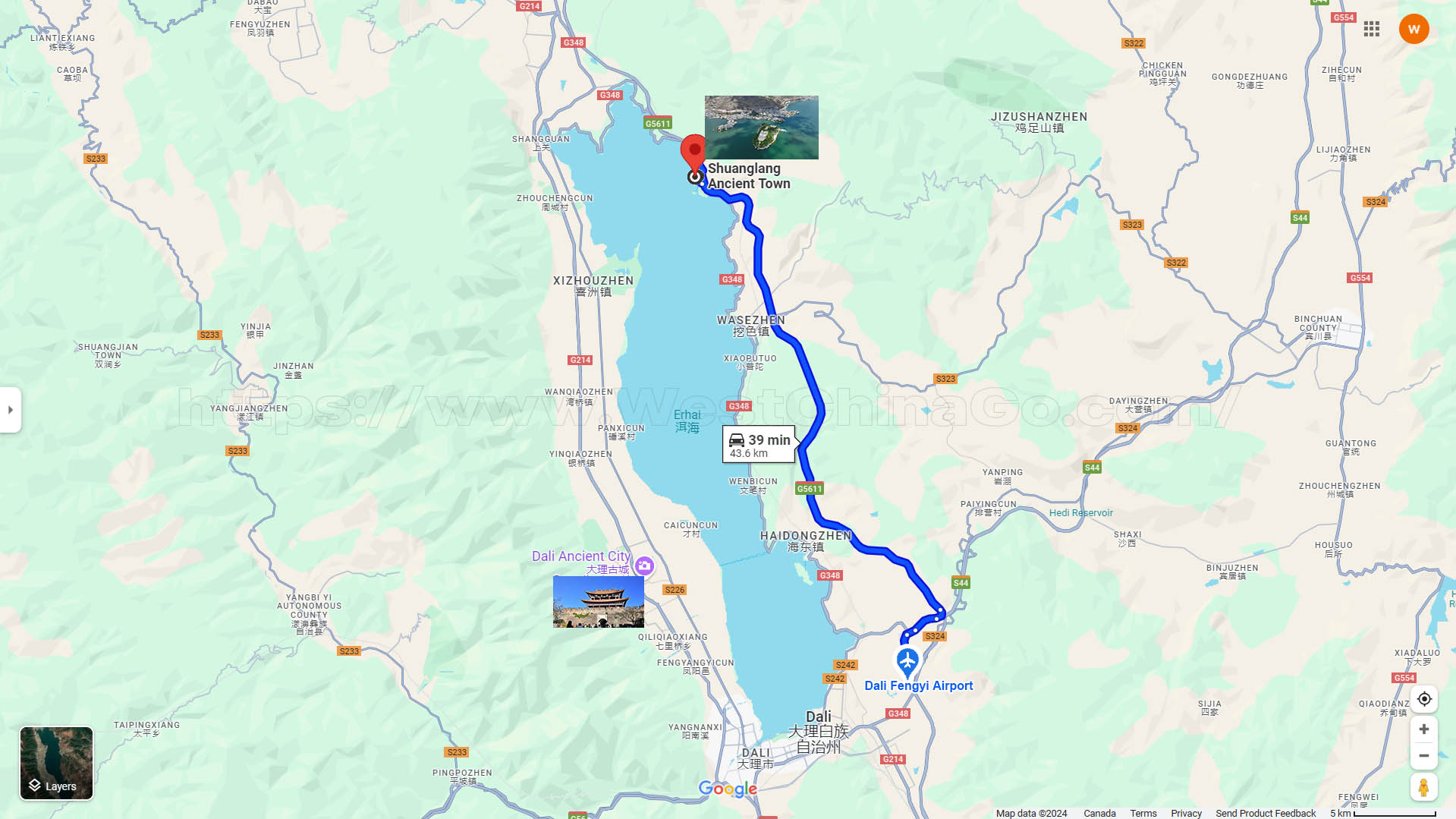 dali shuanglang toruist map
