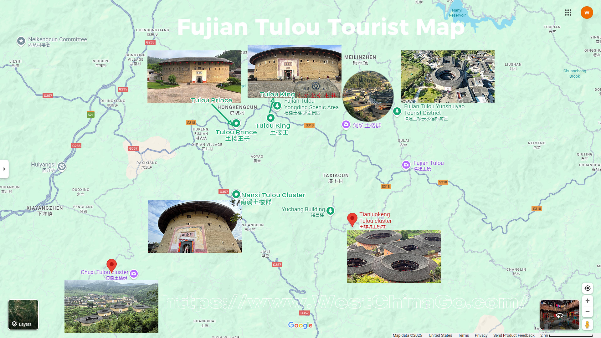 Fujian Tulou Tourist Map